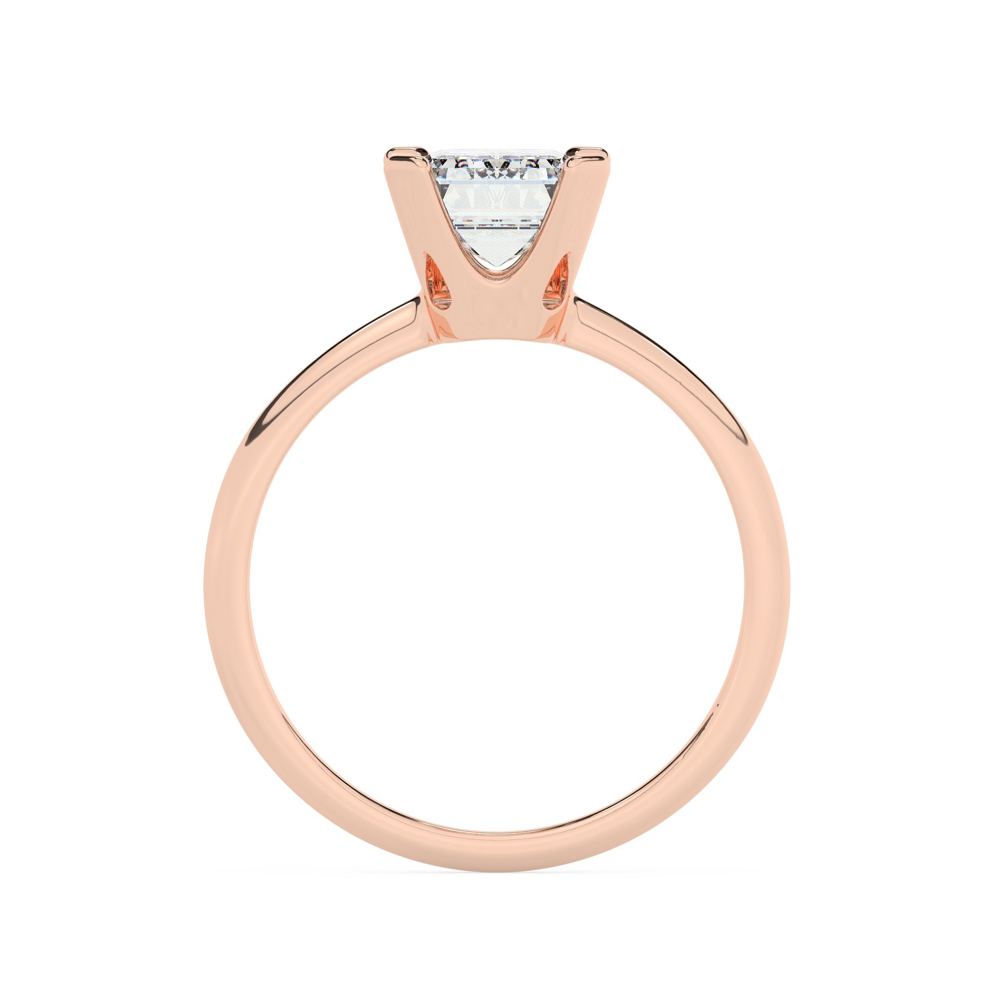 טבעת אירוסין סוליטר דגם 50023 כסף מצופה זהב אדום רוזגולד במרכז זירקוניה במשקל כולל של 5 קראט בחיתוך אמרלד עם תעודה גמולוגית – תמונה 3