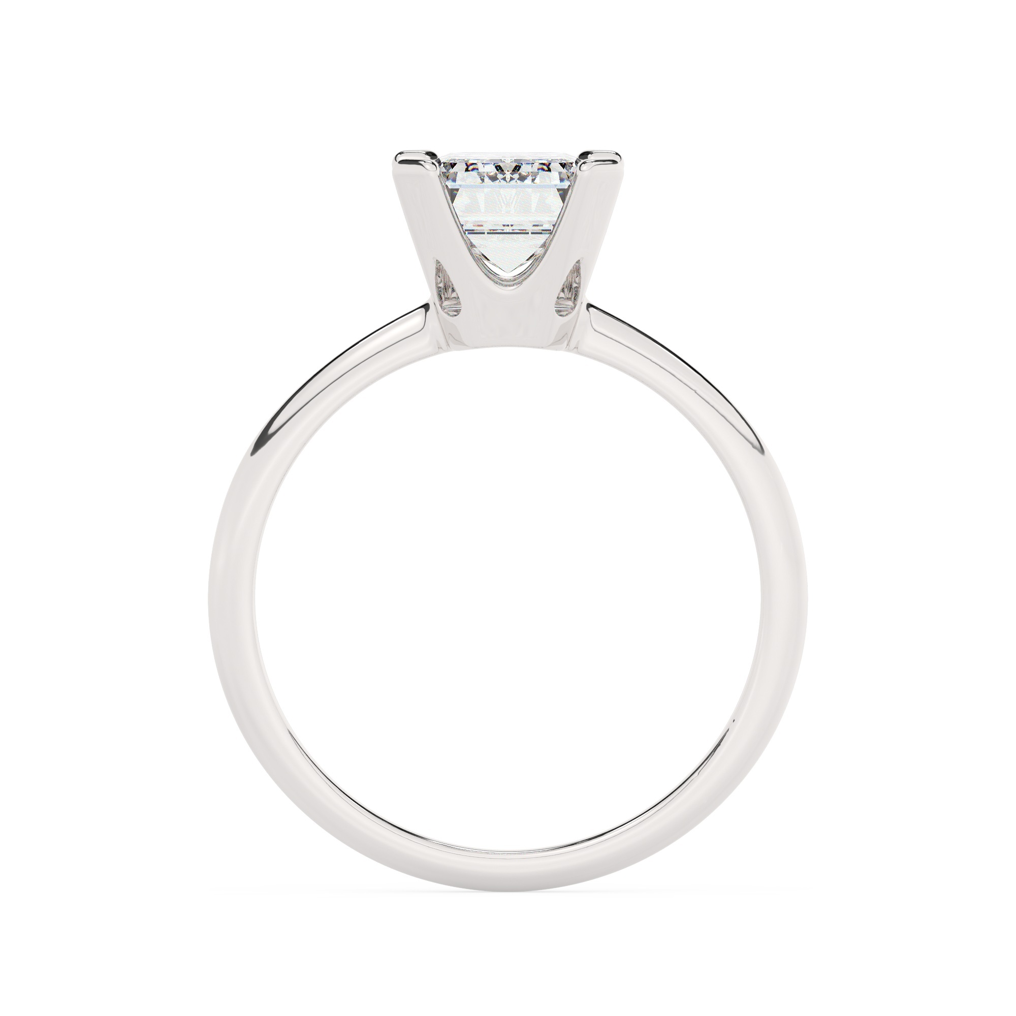 טבעת אירוסין סוליטר דגם 50023 זהב לבן 14 קראט במרכז זירקוניה במשקל כולל של 5 קראט בחיתוך אמרלד עם תעודה גמולוגית – תמונה 3