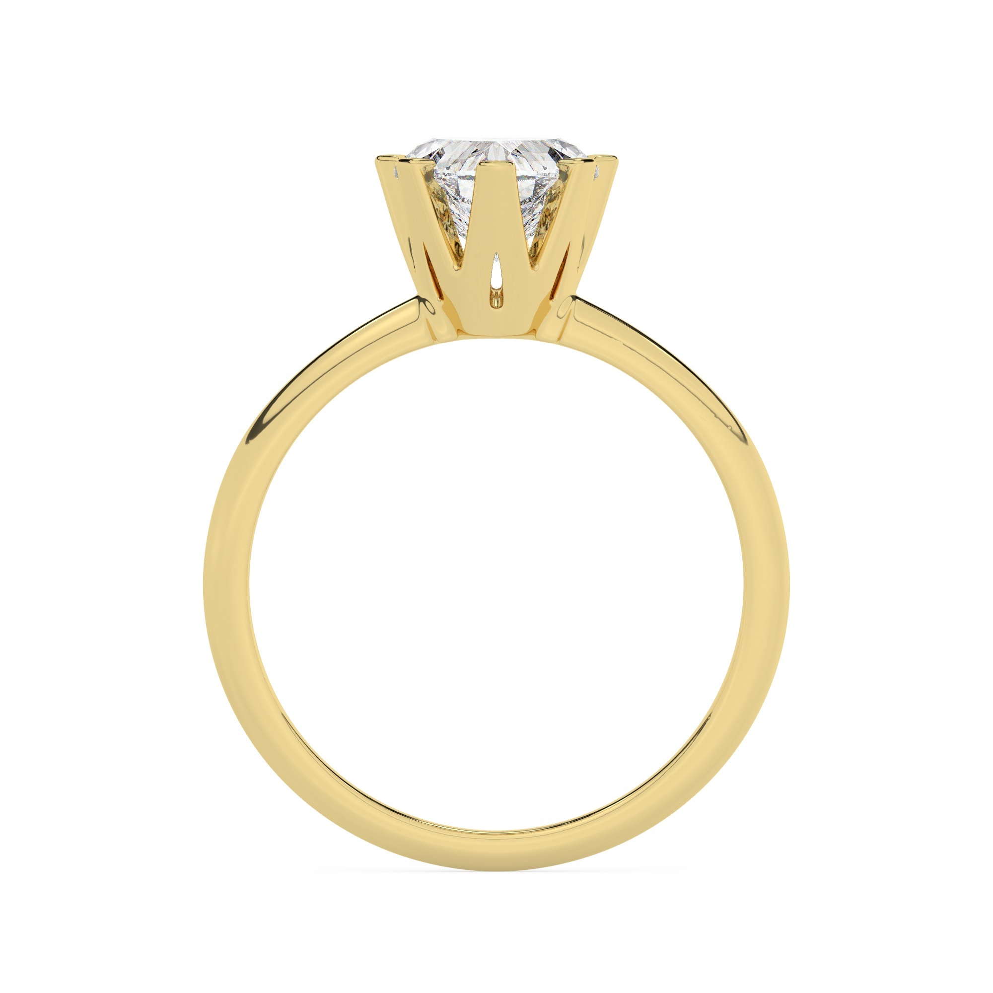 טבעת אירוסין סוליטר דגם 50023 כסף מצופה זהב צהוב במרכז יהלום מעבדה במשקל כולל של 2 קראט בחיתוך לב עם תעודה גמולוגית אירופאית IGI – תמונה 3