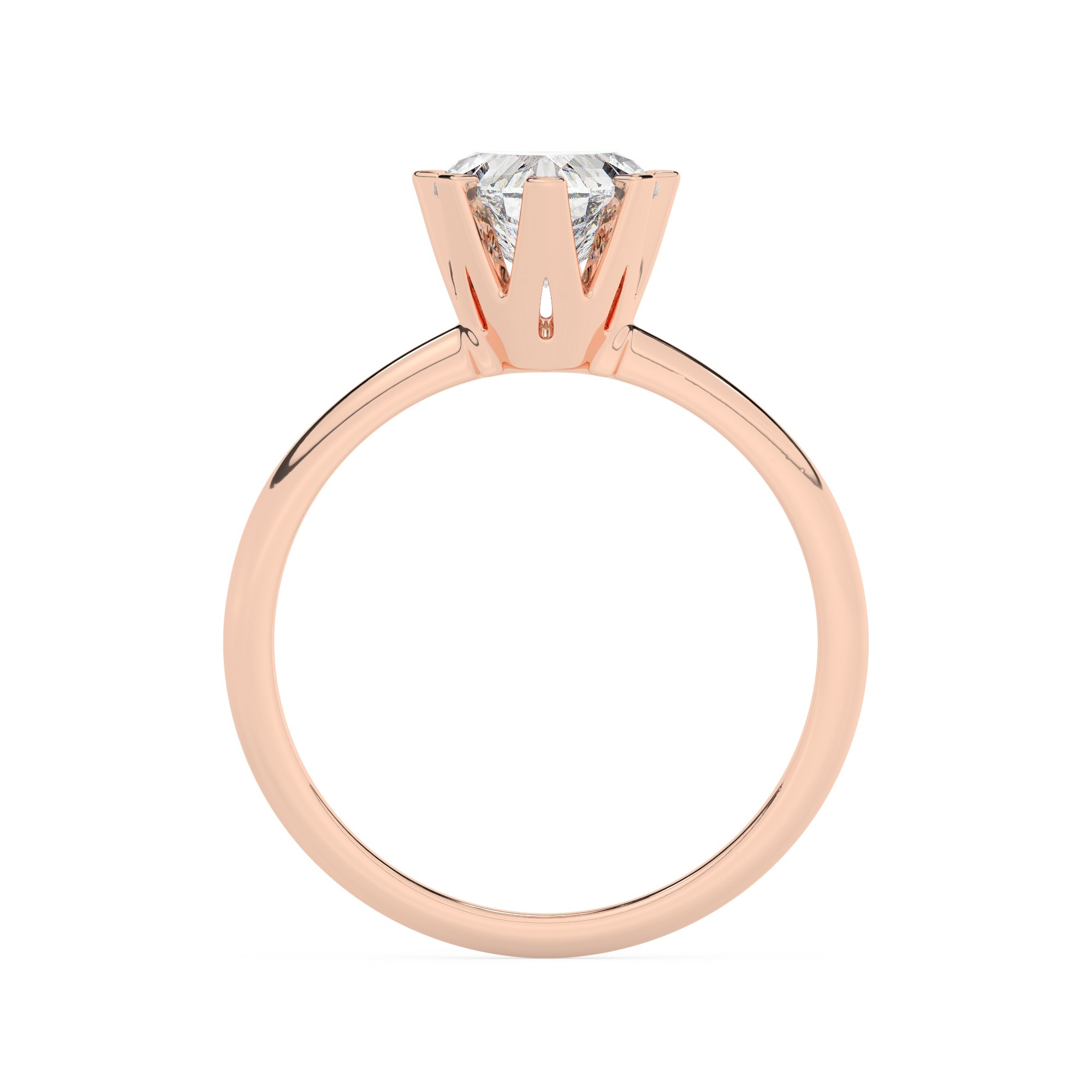 טבעת אירוסין סוליטר דגם 50023 זהב אדום רוזגולד 14 קראט במרכז אבן מעבדה מוסונייט במשקל כולל של 3 קראט בחיתוך לב עם תעודה גמולוגית בינלאומית GRA – תמונה 3