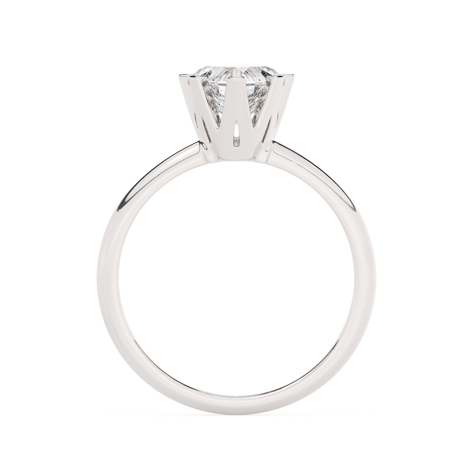 טבעת אירוסין סוליטר דגם 50023 כסף מצופה זהב לבן במרכז אבן מעבדה מוסונייט במשקל כולל של 4 קראט בחיתוך לב עם תעודה גמולוגית בינלאומית GRA – תמונה 3