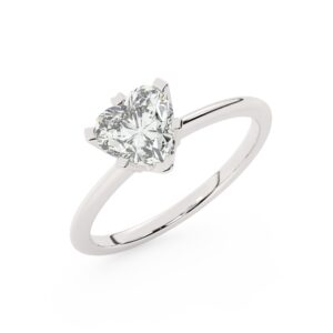 טבעת אירוסין סוליטר דגם 50023 זהב לבן 14 קראט במרכז זירקוניה במשקל כולל של 5 קראט בחיתוך לב עם תעודה גמולוגית