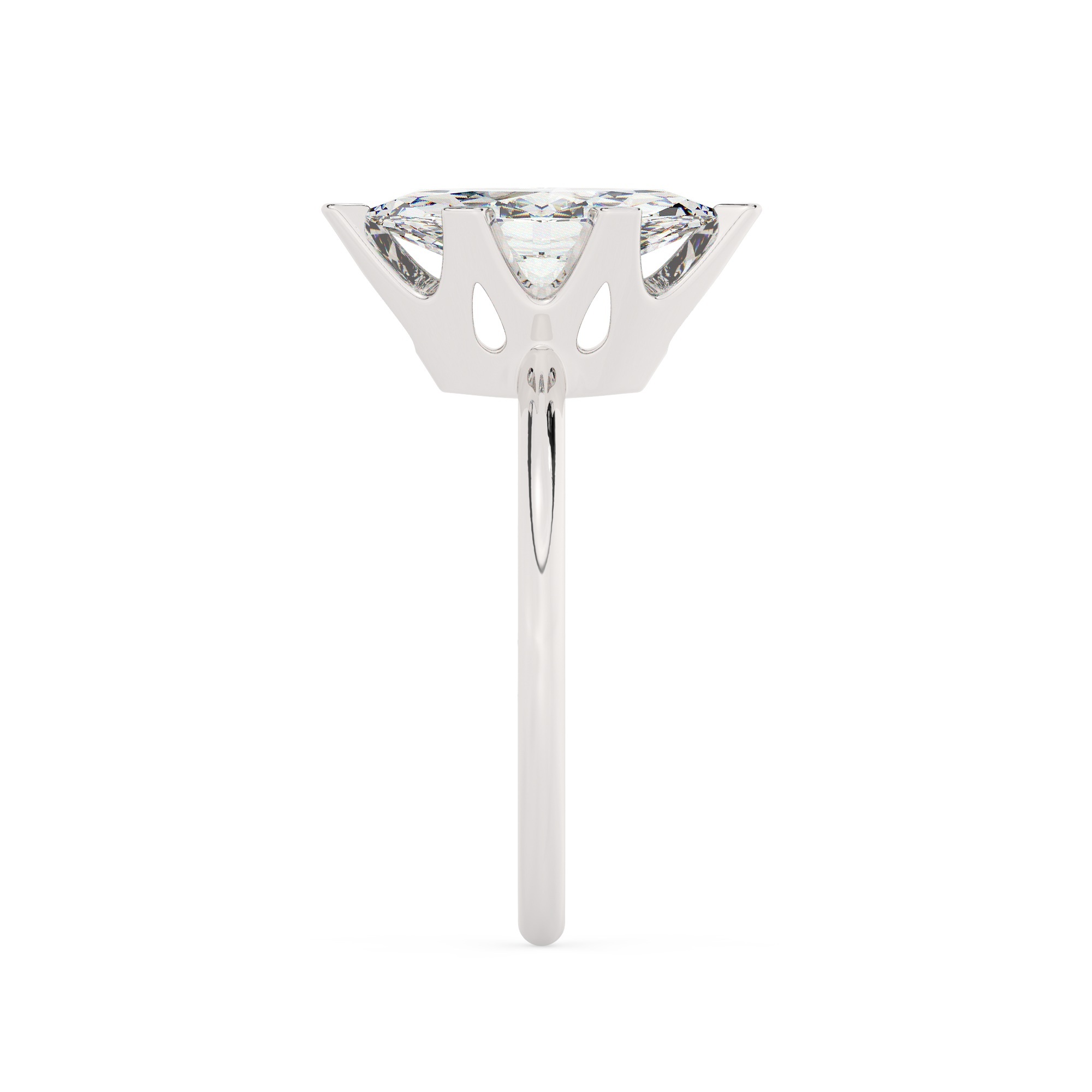 טבעת אירוסין סוליטר דגם 50023 כסף מצופה זהב לבן במרכז יהלום מעבדה במשקל כולל של 1.50 קראט בחיתוך מרקיזה עם תעודה גמולוגית אירופאית IGI – תמונה 4