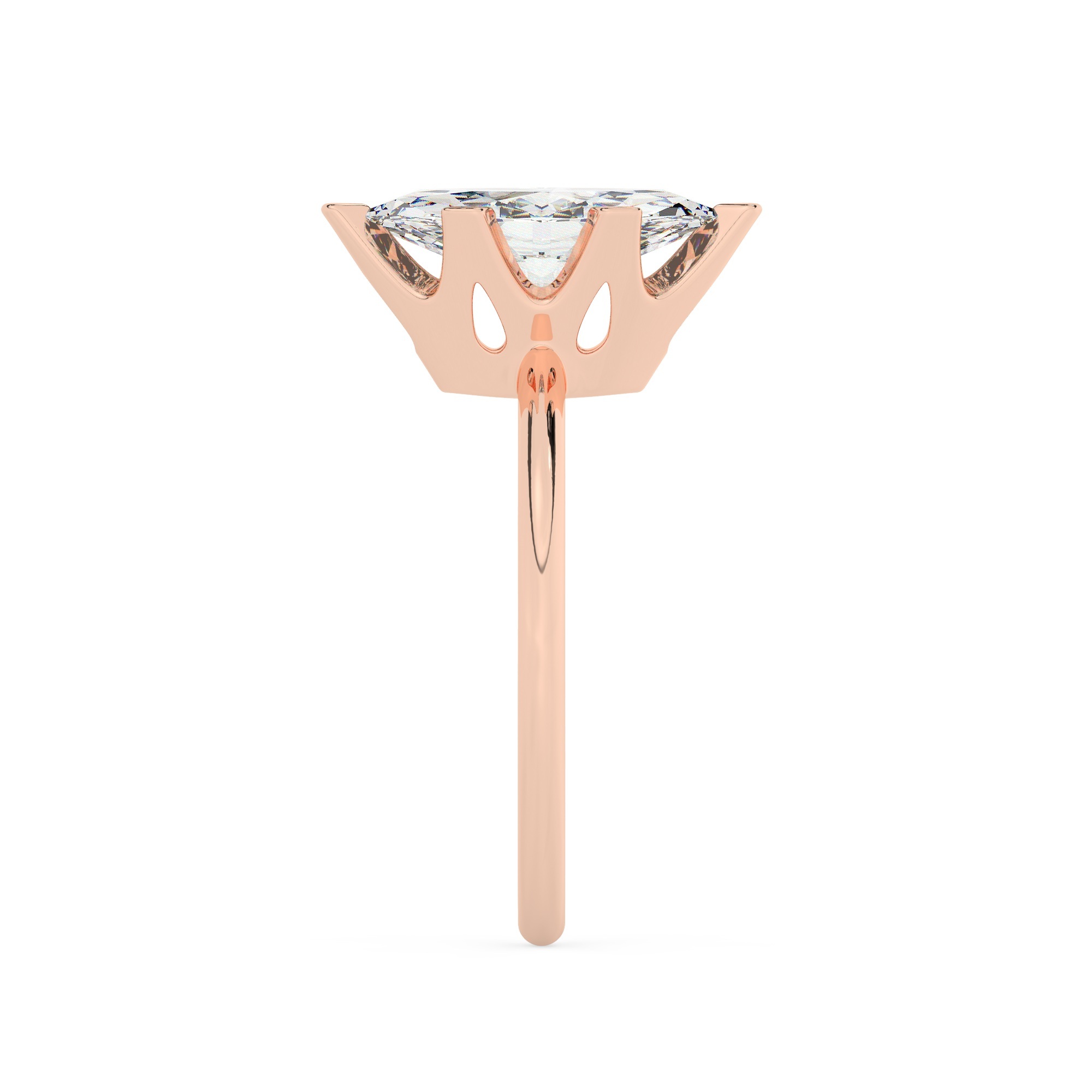 טבעת אירוסין סוליטר דגם 50023 זהב אדום רוזגולד 14 קראט במרכז זירקוניה במשקל כולל של 4 קראט בחיתוך מרקיזה עם תעודה גמולוגית – תמונה 4