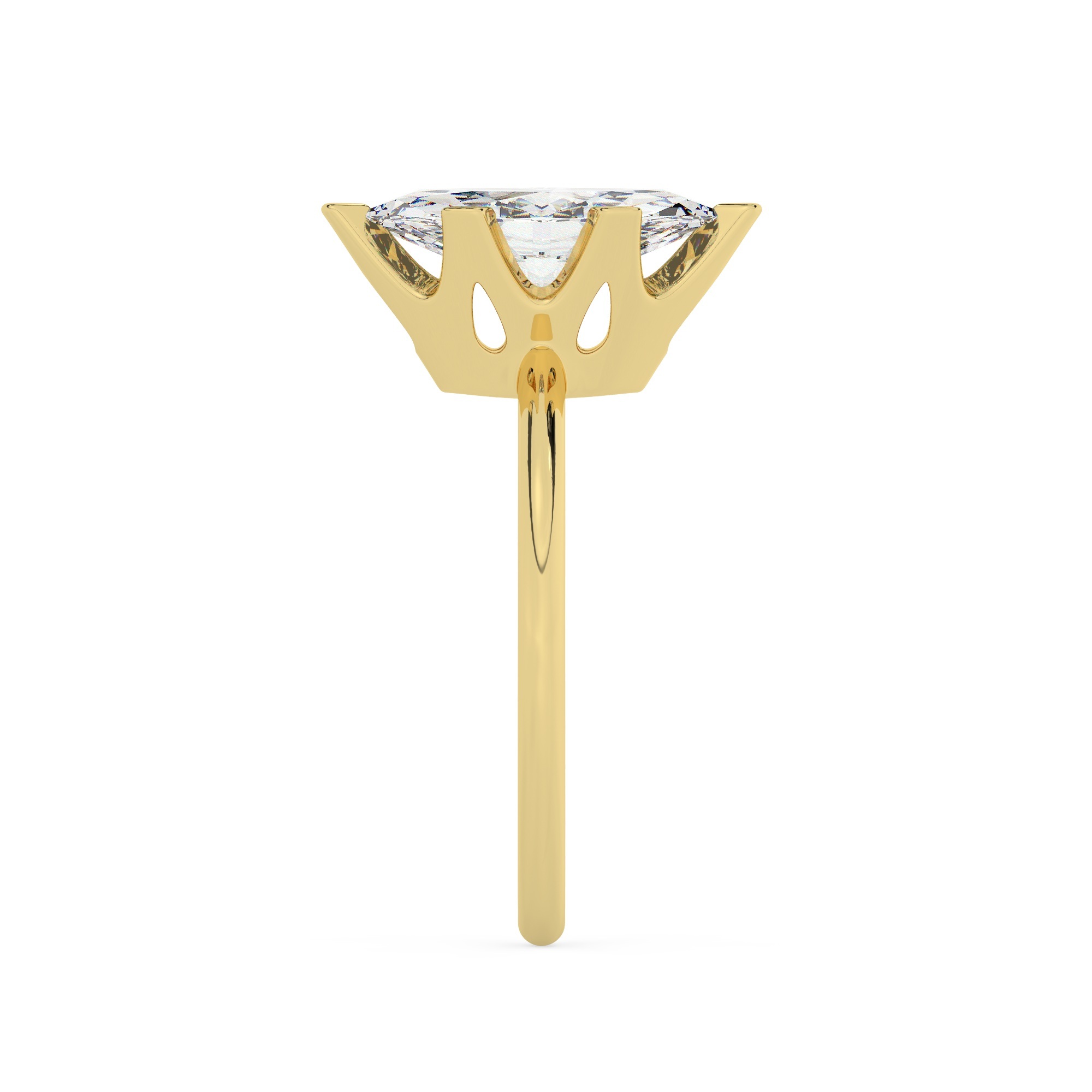 טבעת אירוסין סוליטר דגם 50023 כסף מצופה זהב צהוב במרכז יהלום מעבדה במשקל כולל של 0.75 קראט בחיתוך מרקיזה עם תעודה גמולוגית – תמונה 4