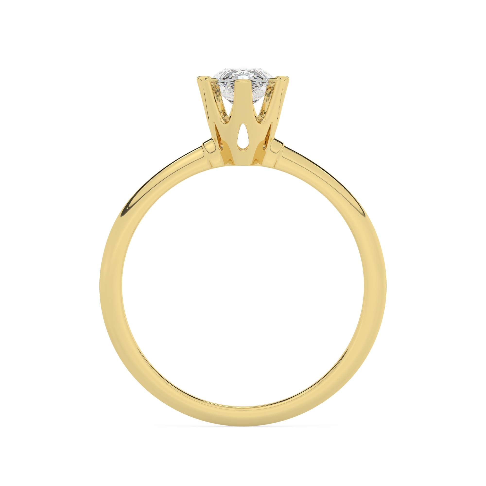 טבעת אירוסין סוליטר דגם 50023 כסף מצופה זהב צהוב במרכז יהלום מעבדה במשקל כולל של 3 קראט בחיתוך טיפה עם תעודה גמולוגית אירופאית IGI – תמונה 3