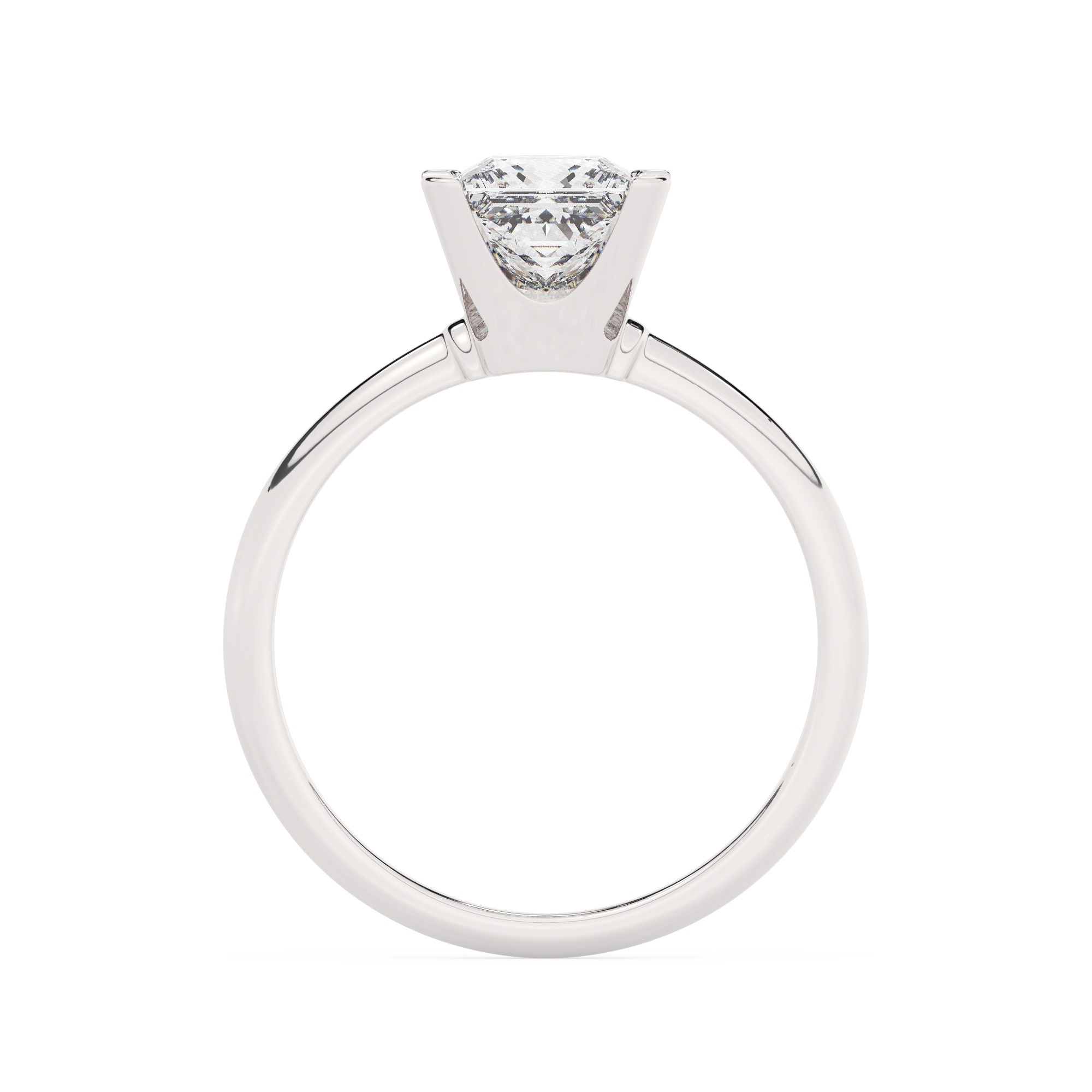 טבעת אירוסין סוליטר דגם 50023 זהב לבן 14 קראט במרכז Cubic Zirconia במשקל כולל של 4 קראט בחיתוך פרינסס עם תעודה גמולוגית – תמונה 3