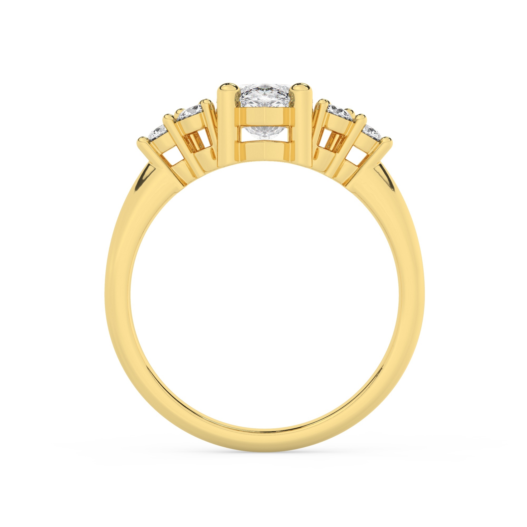 טבעת אירוסין סוליטר ויהלומים בצדדים דגם 50041 זהב צהוב 14 קראט במרכז יהלום טבעי 2.50 קראט בחיתוך מרקיזה עם תעודה גמולוגית אמריקאית GIA מסביב ובצדדים יהלומים טבעים במשקל כולל של 0.30 קראט בחיתוך עגול – תמונה 3