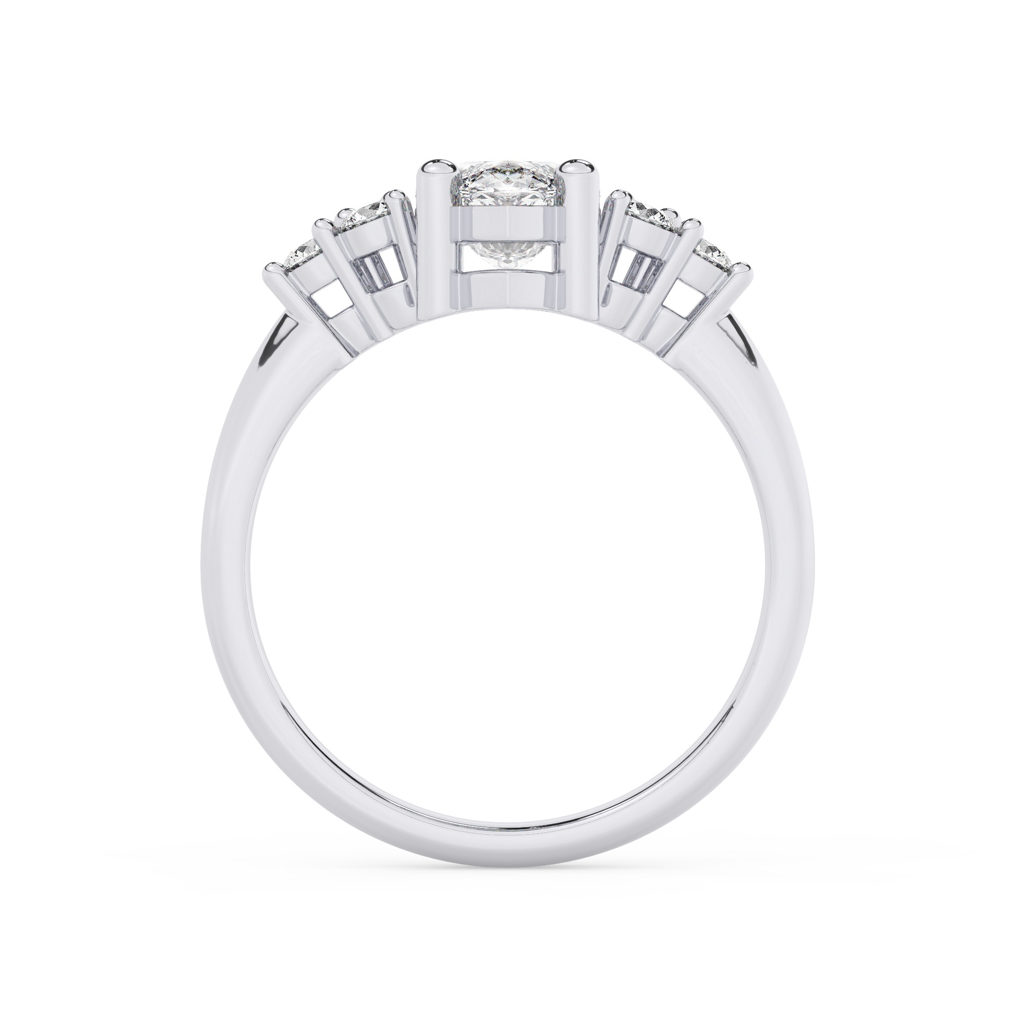 טבעת אירוסין סוליטר וזירקונים בצדדים דגם 50041 זהב לבן 14 קראט במרכז זירקוניה 3 קראט בחיתוך מרקיזה מסביב ובצדדים זירקונים בחיתוך עגול – תמונה 3