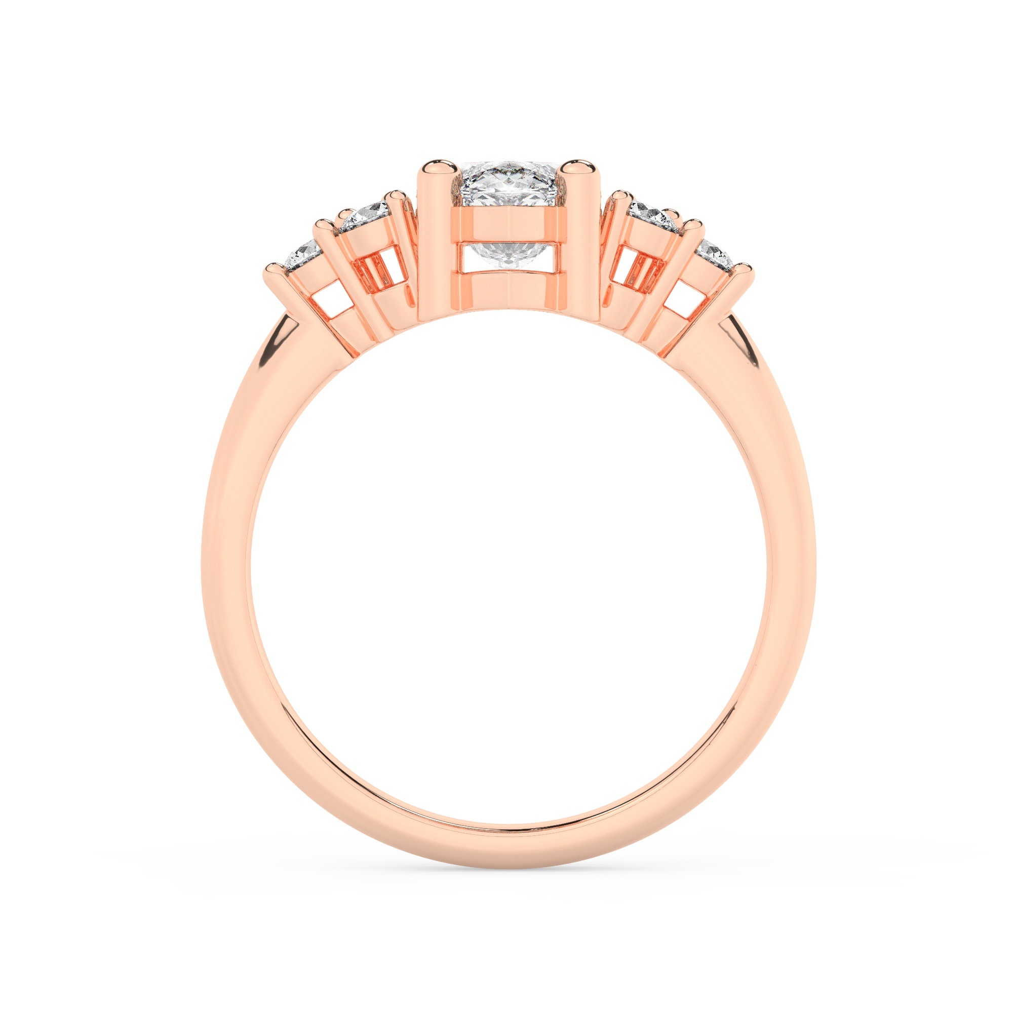 טבעת אירוסין סוליטר וזירקונים בצדדים דגם 50041 זהב אדום רוזגולד 14 קראט במרכז זירקוניה 4 קראט בחיתוך מרקיזה מסביב ובצדדים זירקונים בחיתוך עגול – תמונה 3