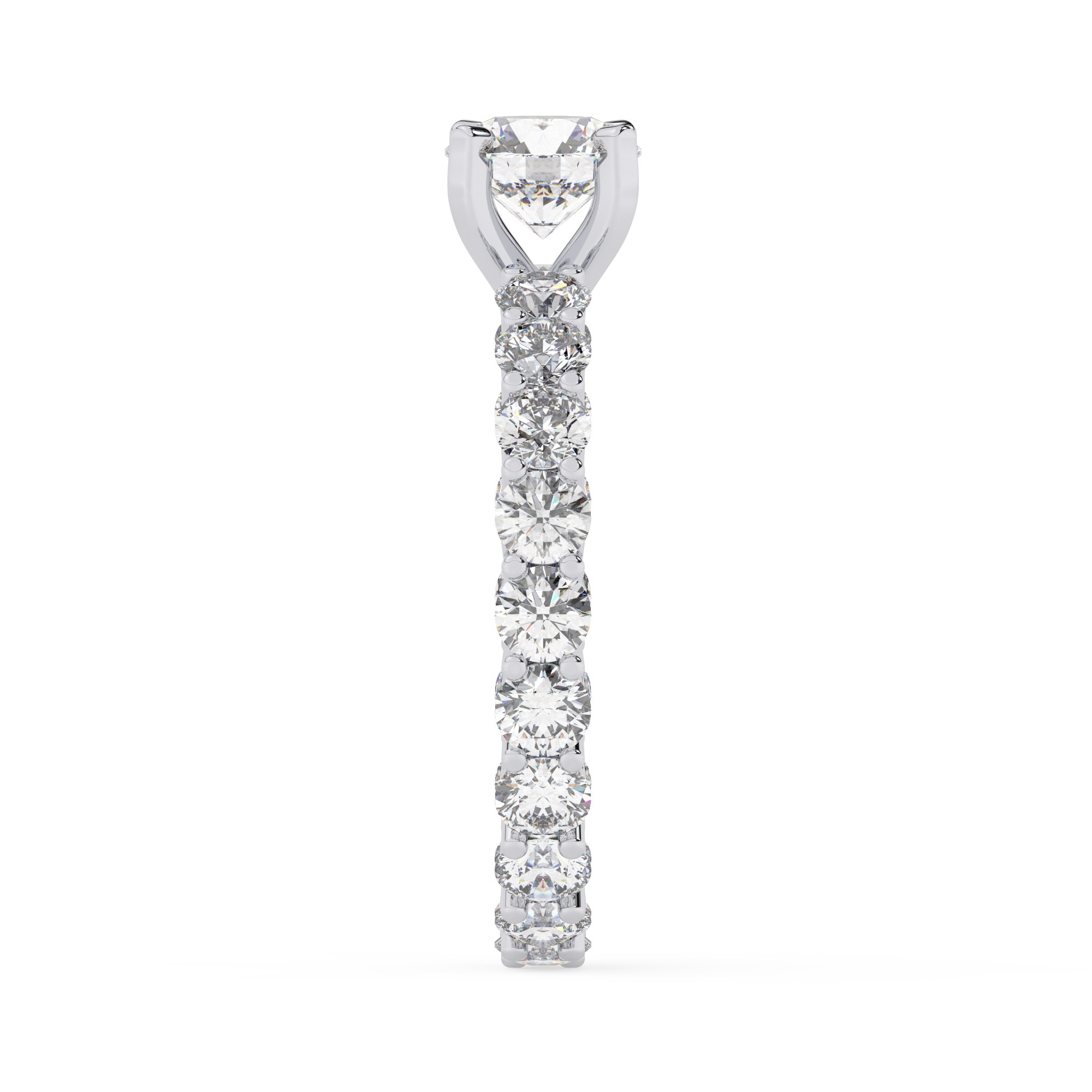 טבעת אירוסין סוליטר וזירקונים בצדדים איטרנטיני דגם 50044 זהב לבן 14 קראט במרכז זירקוניה 1.50 קראט בחיתוך עגול מסביב ובצדדים זירקונים בחיתוך עגול – תמונה 4