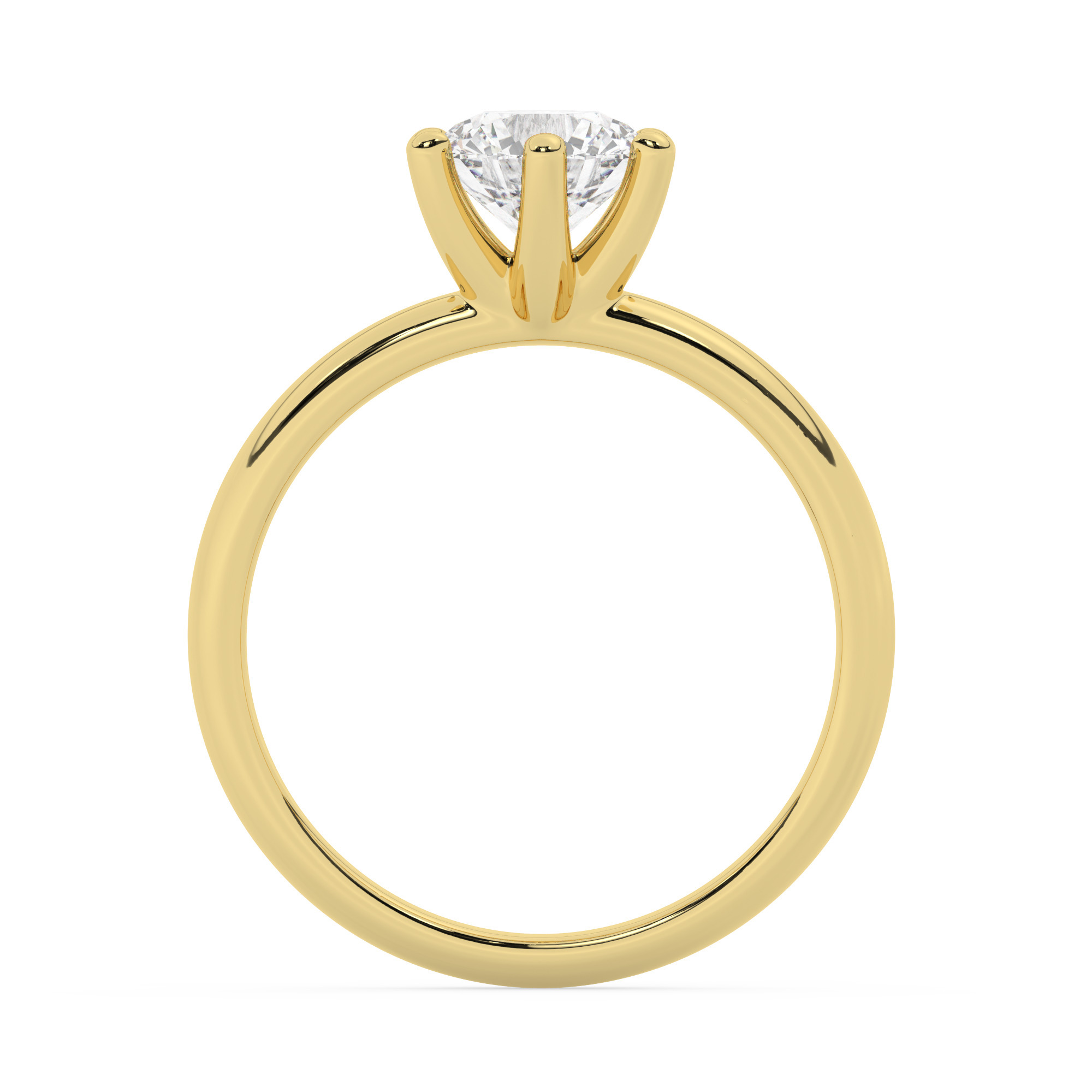 טבעת אירוסין סוליטר דגם 50047 זהב צהוב 14 קראט במרכז אבן מעבדה מוסונייט במשקל כולל של 1.50 קראט בחיתוך עגול עם תעודה גמולוגית בינלאומית GRA – תמונה 3