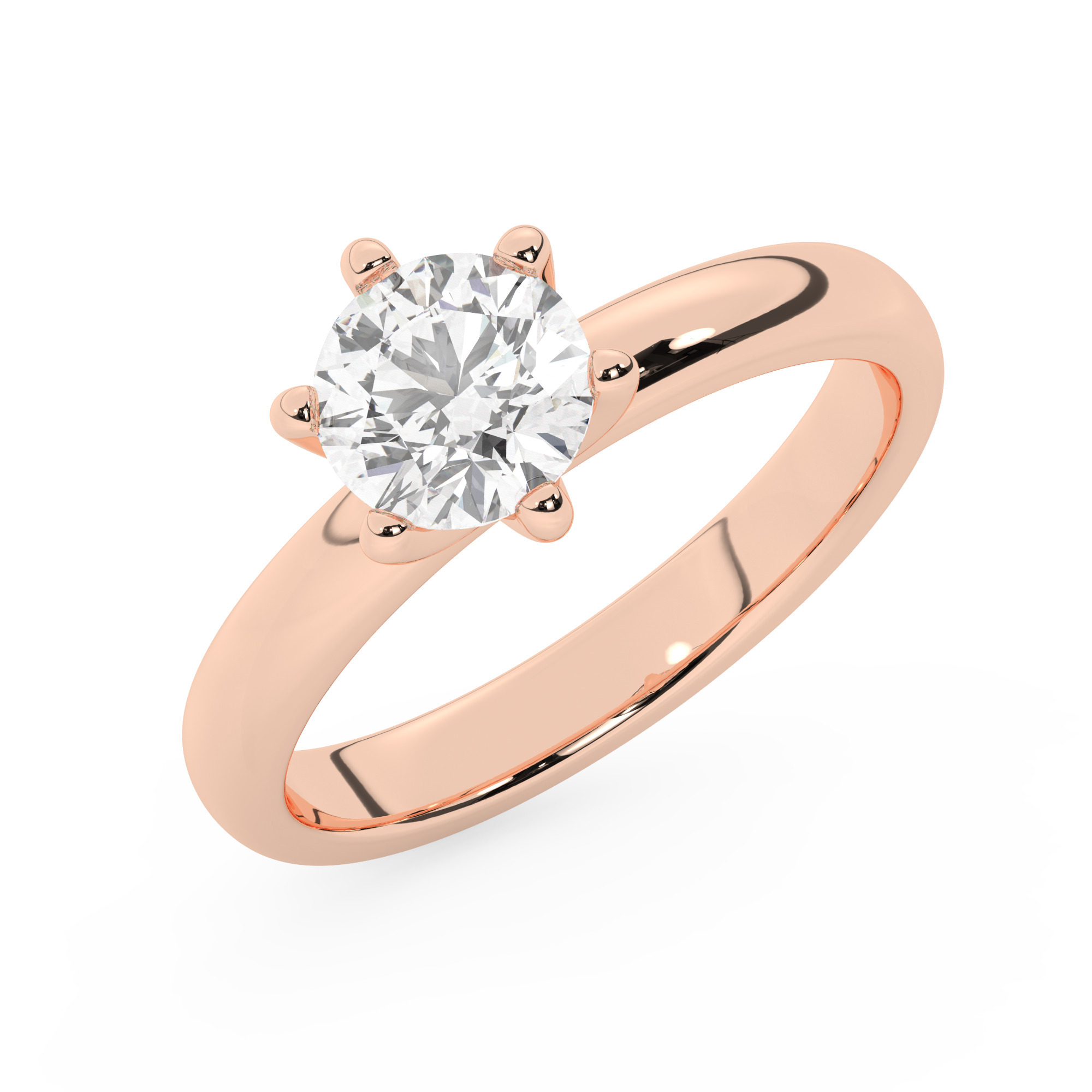 טבעת אירוסין סוליטר דגם 50047 זהב אדום רוזגולד 14 קראט במרכז אבן מעבדה מוסונייט במשקל כולל של 2.50 קראט בחיתוך עגול עם תעודה גמולוגית בינלאומית GRA