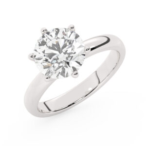 טבעת אירוסין סוליטר דגם 50047 זהב לבן 14 קראט במרכז זירקוניה במשקל כולל של 3 קראט בחיתוך עגול עם תעודה גמולוגית