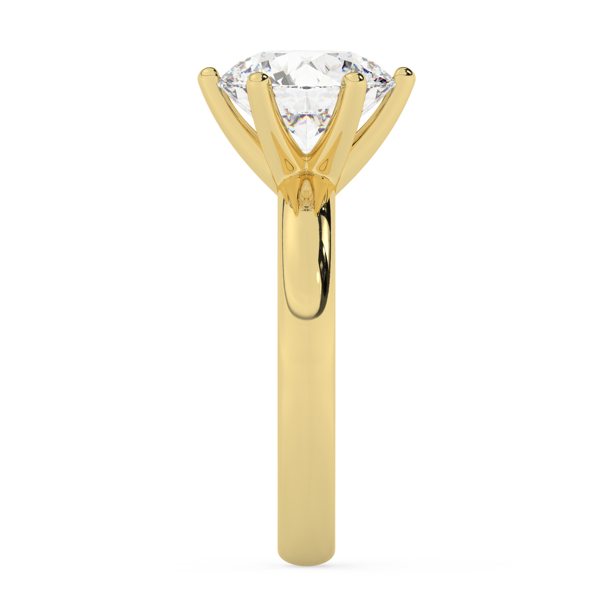 טבעת אירוסין סוליטר דגם 50047 זהב צהוב 14 קראט במרכז זירקוניה במשקל כולל של 4 קראט בחיתוך עגול עם תעודה גמולוגית – תמונה 4