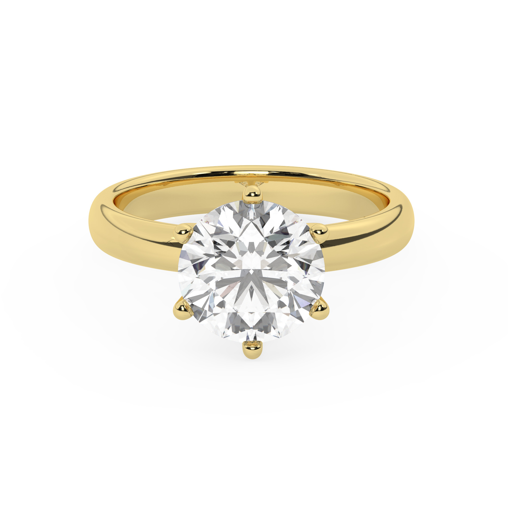 טבעת אירוסין סוליטר דגם 50047 כסף מצופה זהב צהוב במרכז אבן מעבדה מוסונייט במשקל כולל של 5 קראט בחיתוך עגול עם תעודה גמולוגית בינלאומית GRA – תמונה 2