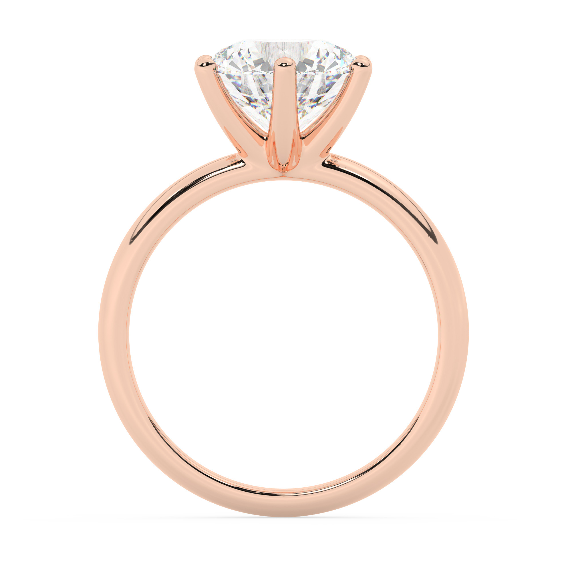 טבעת אירוסין סוליטר דגם 50047 כסף מצופה זהב אדום רוזגולד במרכז אבן מעבדה מוסונייט במשקל כולל של 5 קראט בחיתוך עגול עם תעודה גמולוגית בינלאומית GRA – תמונה 3