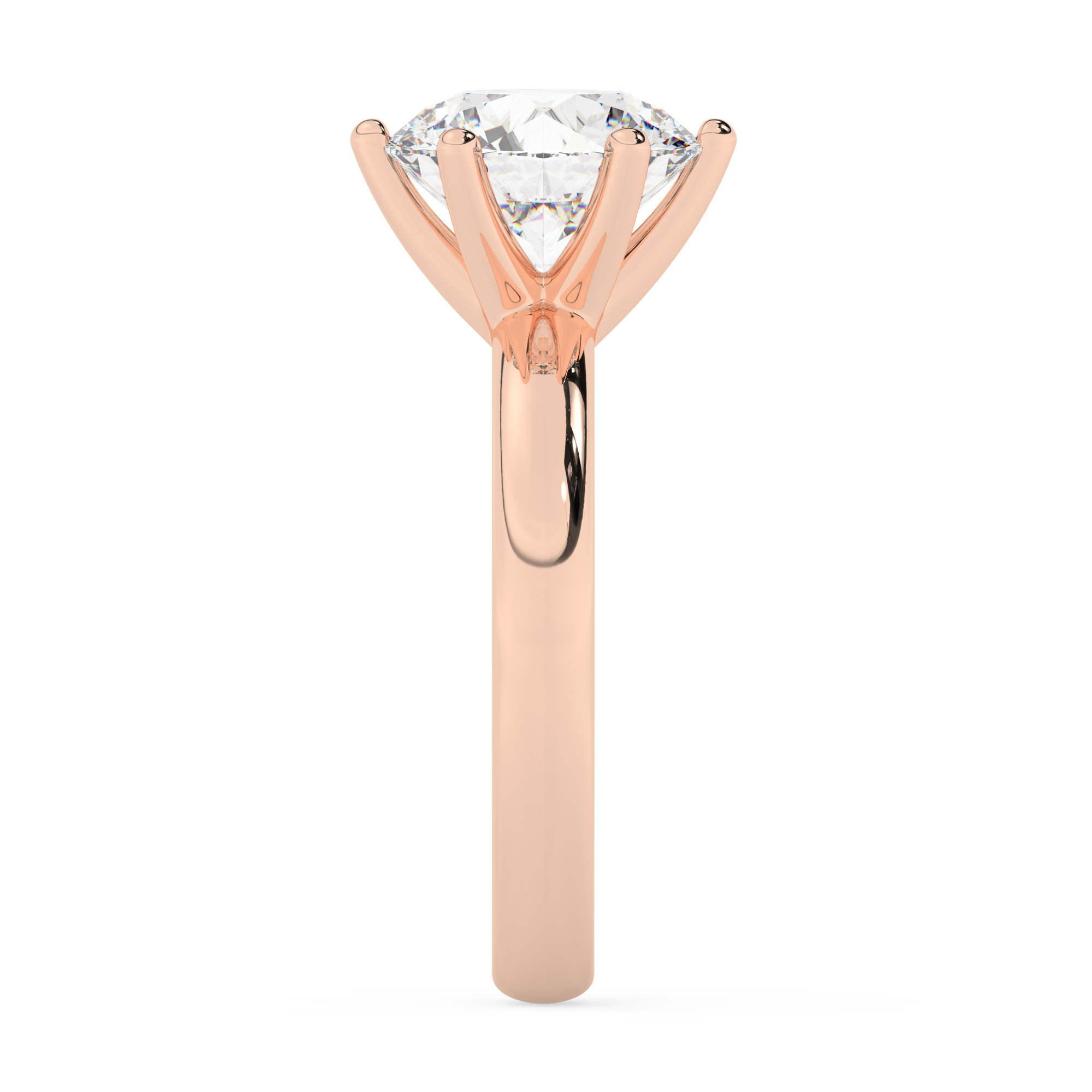 טבעת אירוסין סוליטר דגם 50047 כסף מצופה זהב אדום רוזגולד במרכז אבן מעבדה מוסונייט במשקל כולל של 5 קראט בחיתוך עגול עם תעודה גמולוגית בינלאומית GRA – תמונה 4