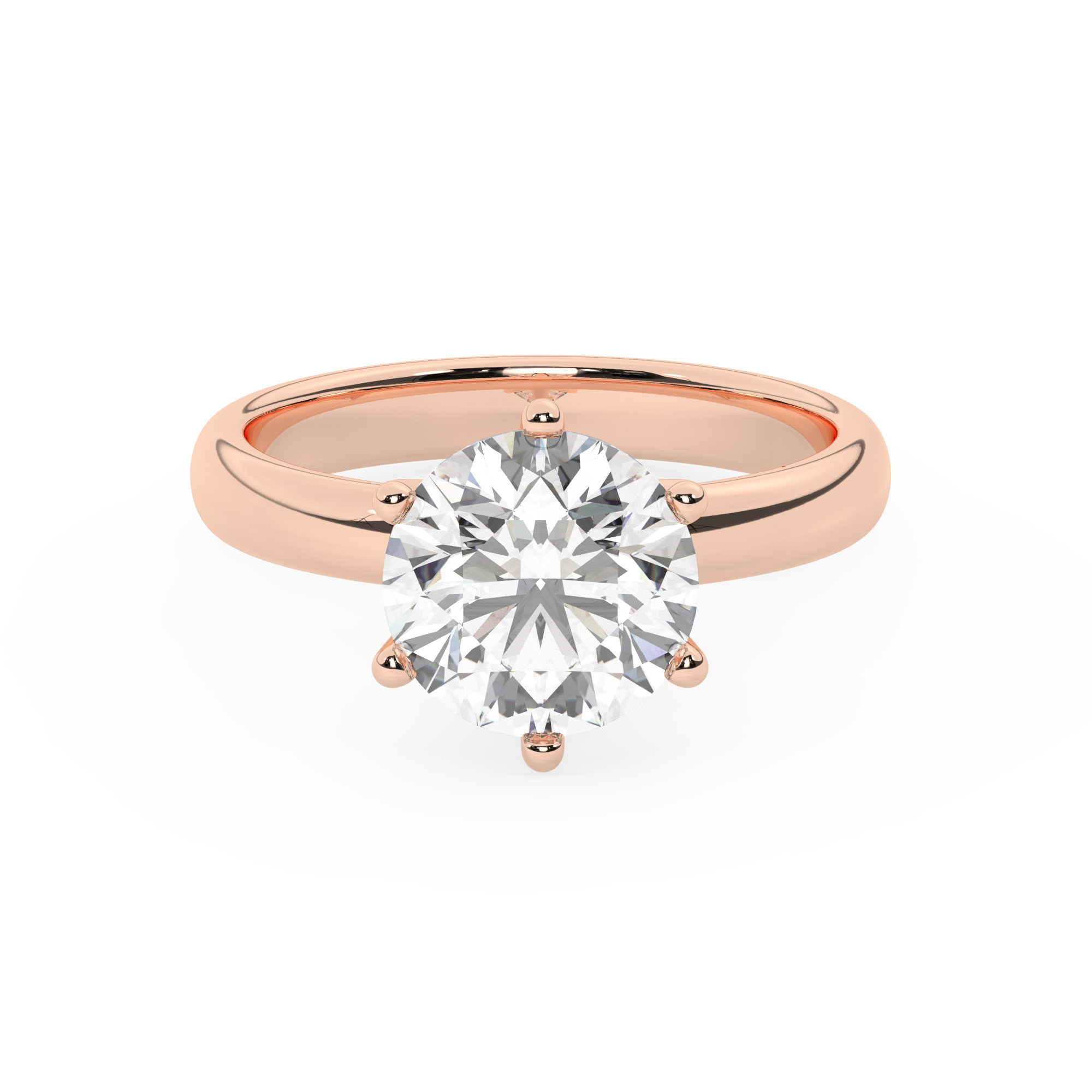 טבעת אירוסין סוליטר דגם 50047 כסף מצופה זהב אדום רוזגולד במרכז אבן מעבדה מוסונייט במשקל כולל של 5 קראט בחיתוך עגול עם תעודה גמולוגית בינלאומית GRA – תמונה 2