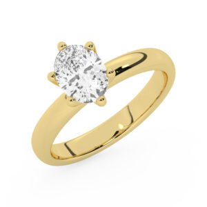 טבעת אירוסין סוליטר דגם 50047 זהב צהוב 14 קראט במרכז זירקוניה במשקל כולל של 1.50 קראט בחיתוך אובל עם תעודה גמולוגית