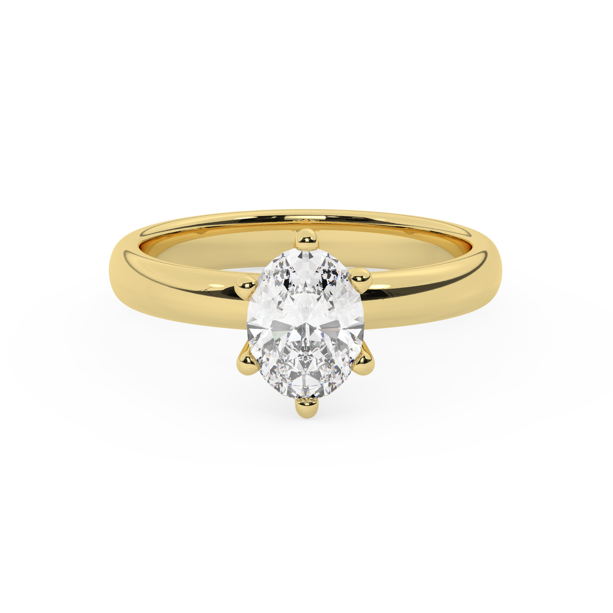 טבעת אירוסין סוליטר דגם 50047 כסף מצופה זהב צהוב במרכז יהלום מעבדה במשקל כולל של 1.50 קראט בחיתוך אובל עם תעודה גמולוגית אירופאית IGI – תמונה 2