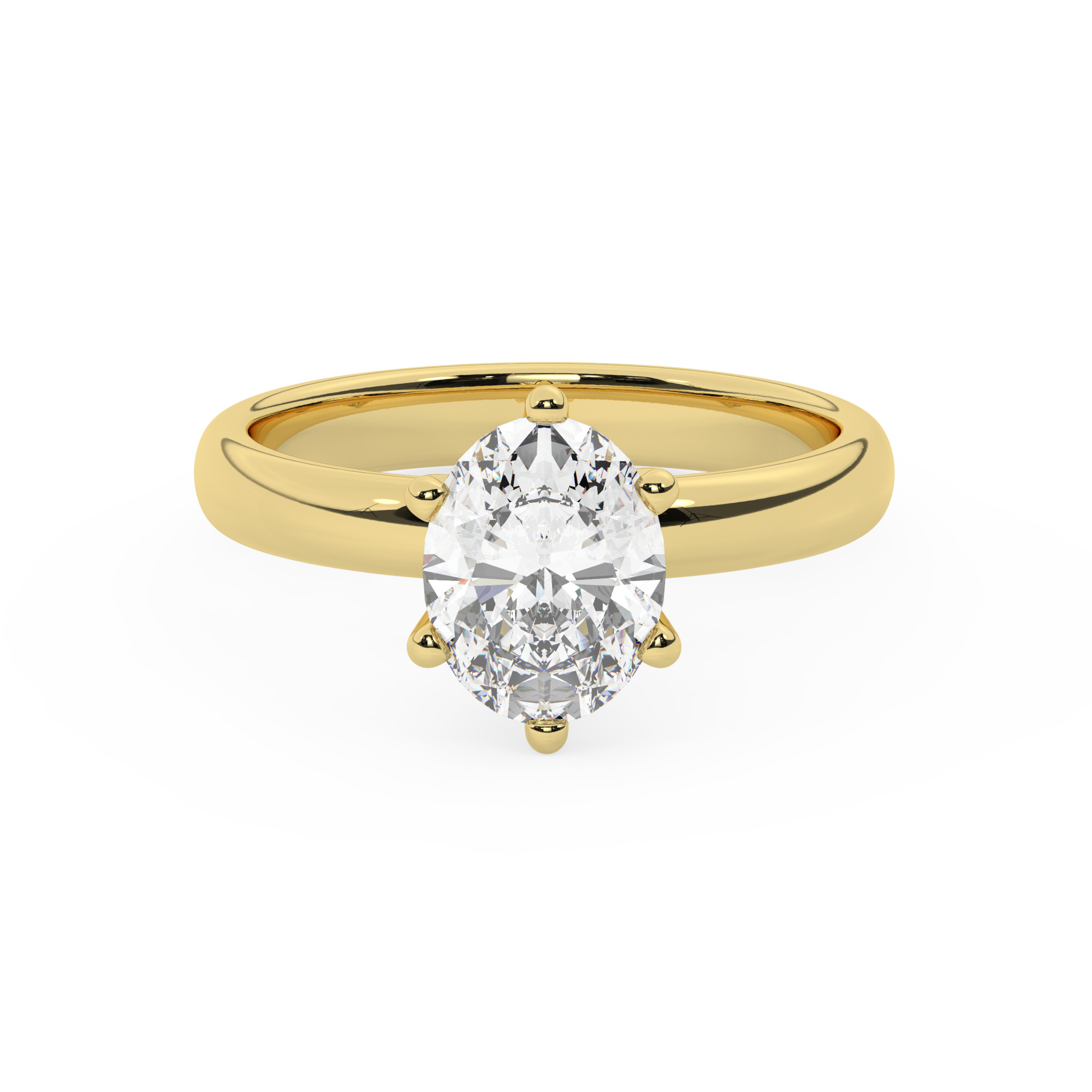 טבעת אירוסין סוליטר דגם 50047 כסף מצופה זהב צהוב במרכז יהלום מעבדה במשקל כולל של 2 קראט בחיתוך אובל עם תעודה גמולוגית אירופאית IGI – תמונה 2