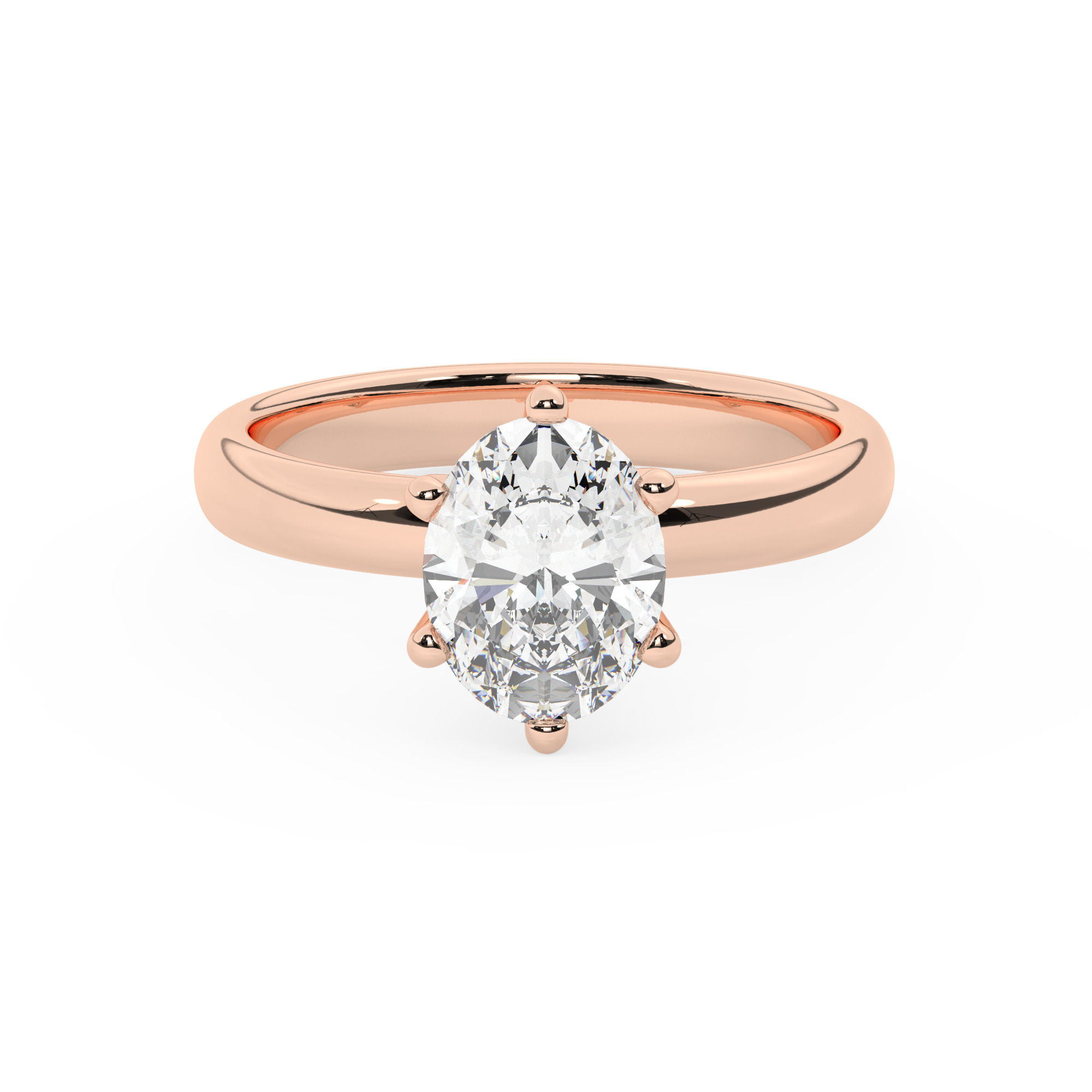 טבעת אירוסין סוליטר דגם 50047 זהב אדום רוזגולד 14 קראט במרכז אבן מעבדה מוסונייט במשקל כולל של 2.50 קראט בחיתוך אובל עם תעודה גמולוגית בינלאומית GRA – תמונה 2