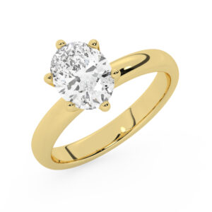 טבעת אירוסין סוליטר דגם 50047 כסף מצופה זהב צהוב במרכז יהלום מעבדה במשקל כולל של 2.50 קראט בחיתוך אובל עם תעודה גמולוגית אירופאית IGI