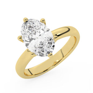 טבעת אירוסין סוליטר דגם 50047 זהב צהוב 14 קראט במרכז זירקוניה במשקל כולל של 3 קראט בחיתוך אובל עם תעודה גמולוגית
