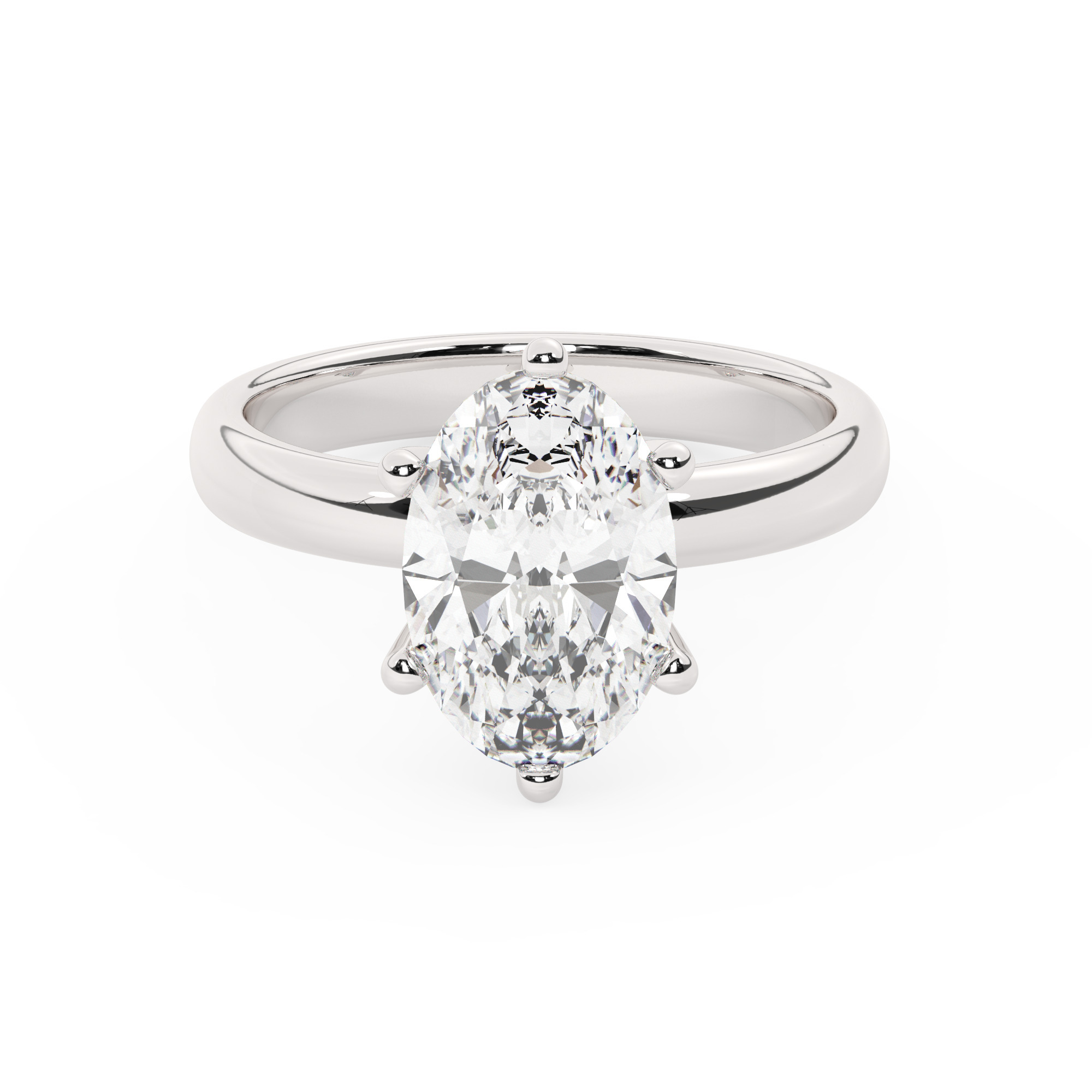 טבעת אירוסין סוליטר דגם 50047 כסף מצופה זהב לבן במרכז זירקוניה במשקל כולל של 3 קראט בחיתוך אובל עם תעודה גמולוגית – תמונה 2