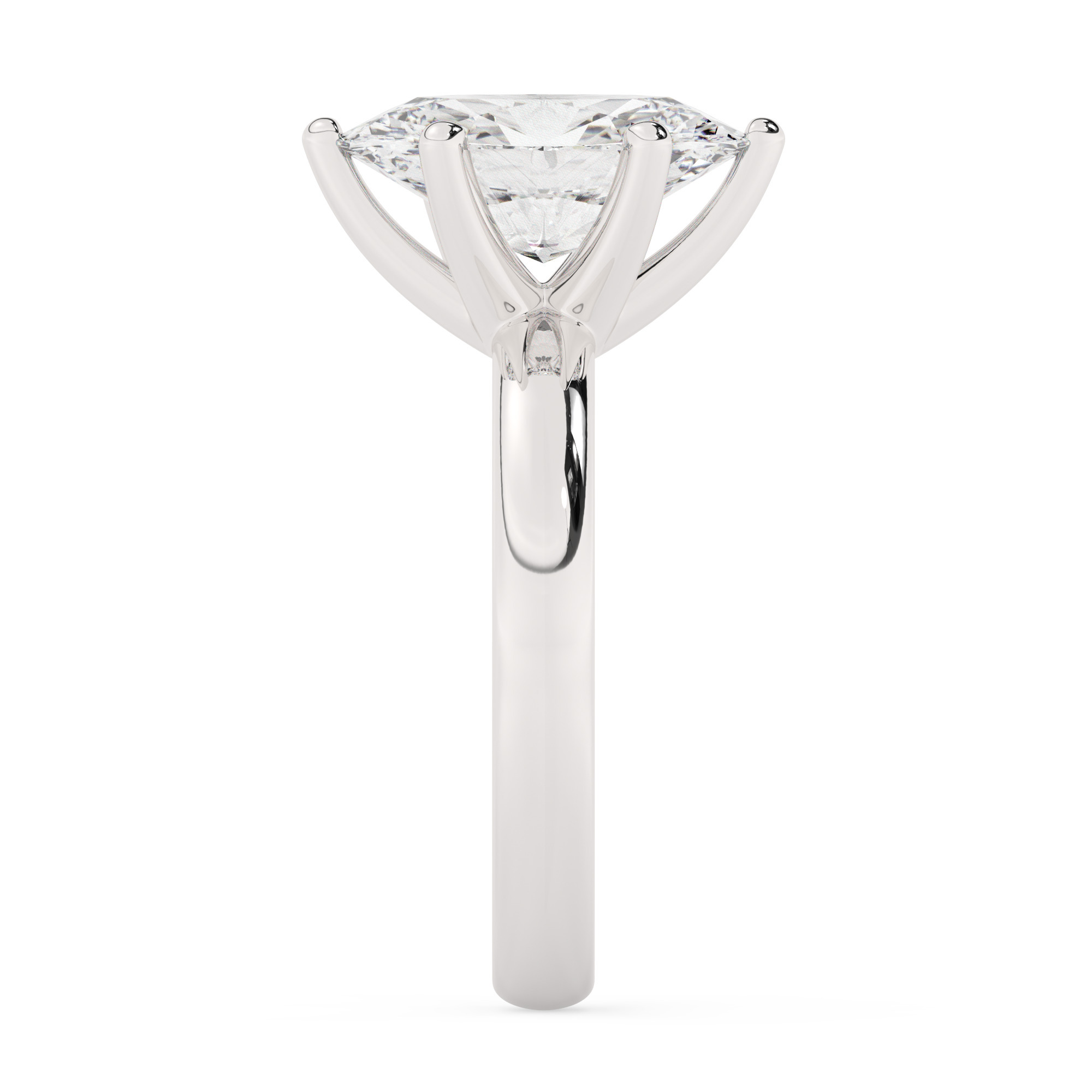 טבעת אירוסין סוליטר דגם 50047 כסף מצופה זהב לבן במרכז אבן מעבדה מוסונייט במשקל כולל של 4 קראט בחיתוך אובל עם תעודה גמולוגית בינלאומית GRA – תמונה 4