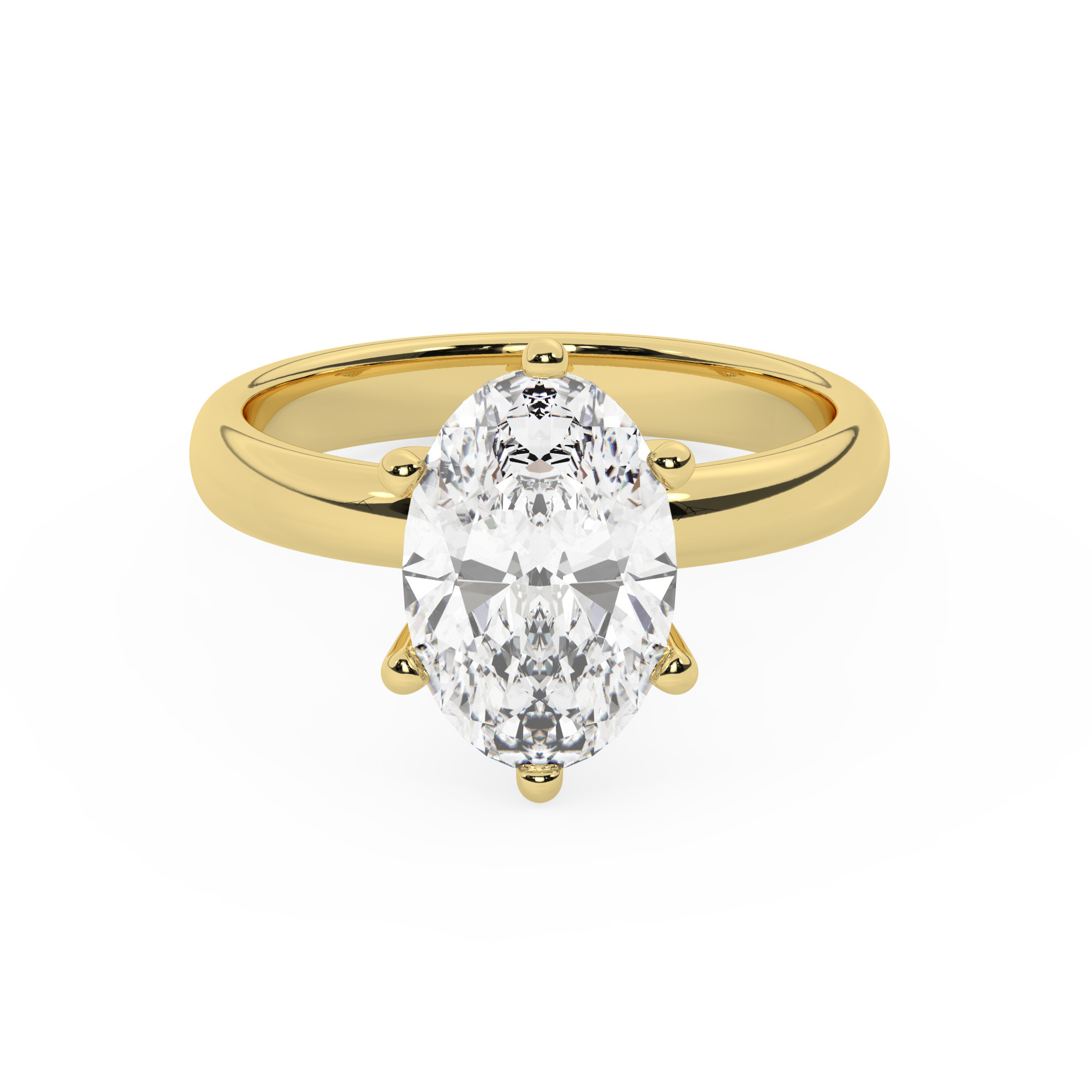 טבעת אירוסין סוליטר דגם 50047 כסף מצופה זהב צהוב במרכז אבן מעבדה מוסונייט במשקל כולל של 5 קראט בחיתוך אובל עם תעודה גמולוגית בינלאומית GRA – תמונה 2