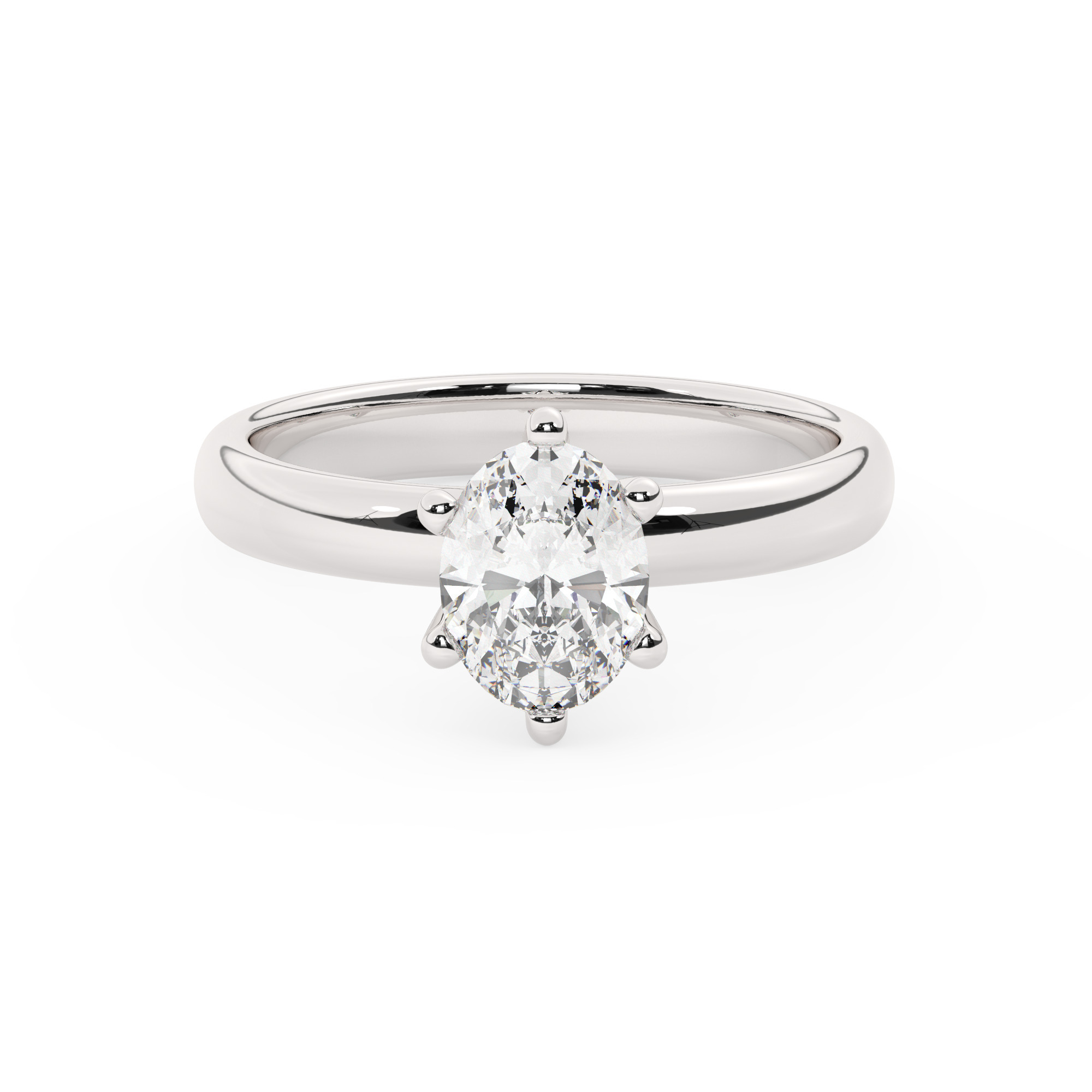 טבעת אירוסין סוליטר דגם 50047 זהב לבן 14 קראט במרכז זירקוניה במשקל כולל של 0.50 קראט בחיתוך אובל עם תעודה גמולוגית – תמונה 2