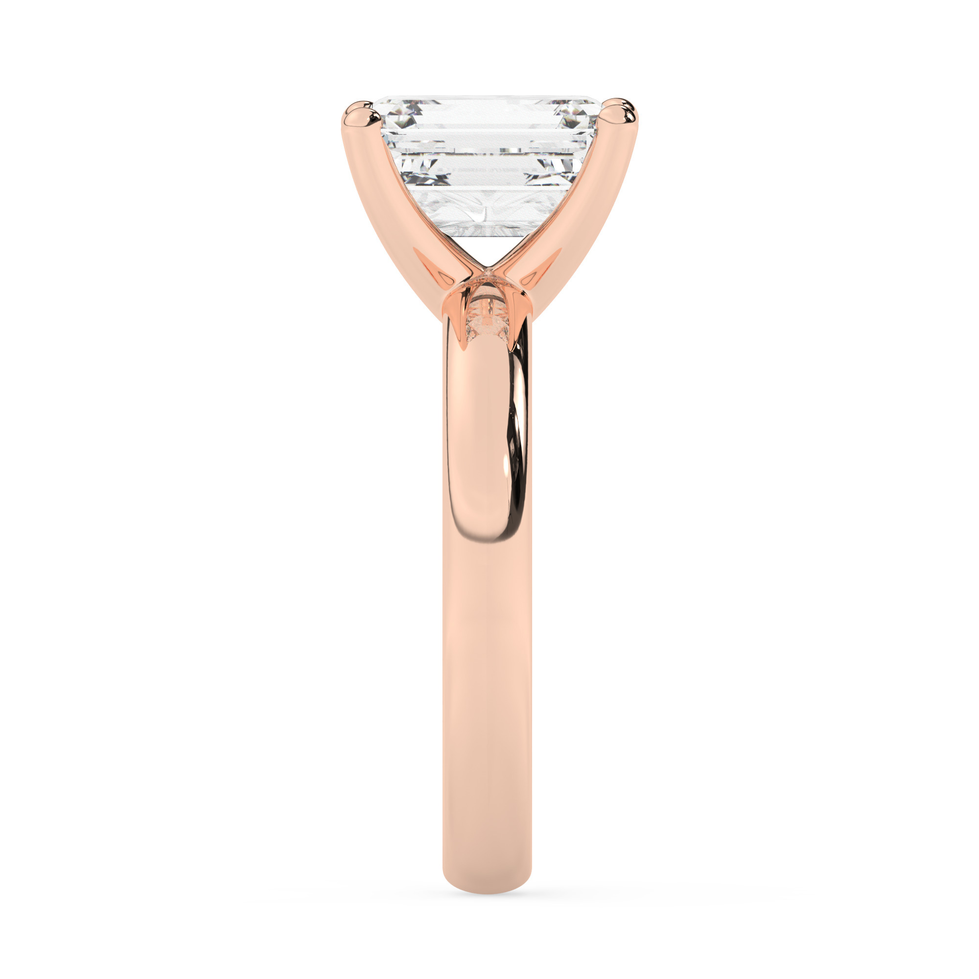 טבעת אירוסין סוליטר דגם 50047 זהב אדום רוזגולד 14 קראט במרכז זירקוניה במשקל כולל של 1 קראט בחיתוך אמרלד עם תעודה גמולוגית – תמונה 4