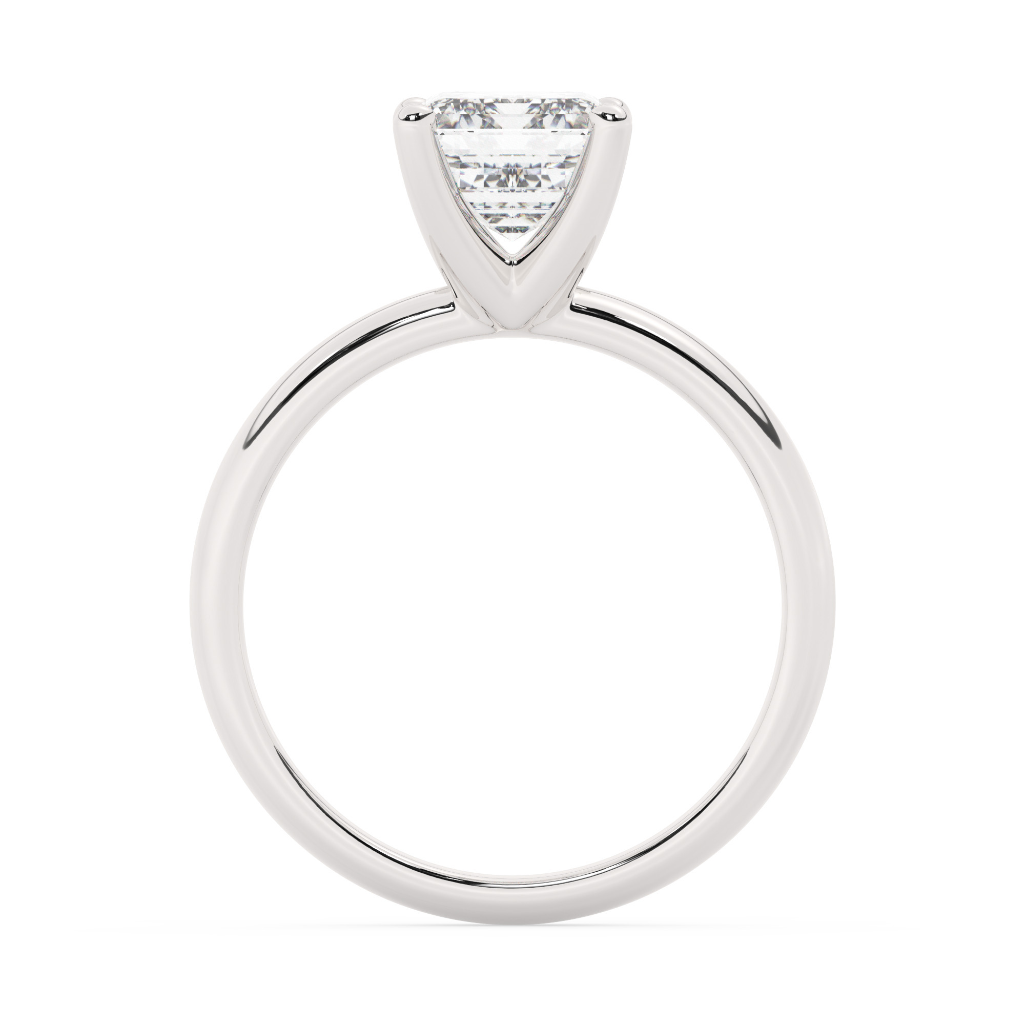 טבעת אירוסין סוליטר דגם 50047 זהב לבן 14 קראט במרכז זירקוניה במשקל כולל של 3 קראט בחיתוך אמרלד עם תעודה גמולוגית – תמונה 3