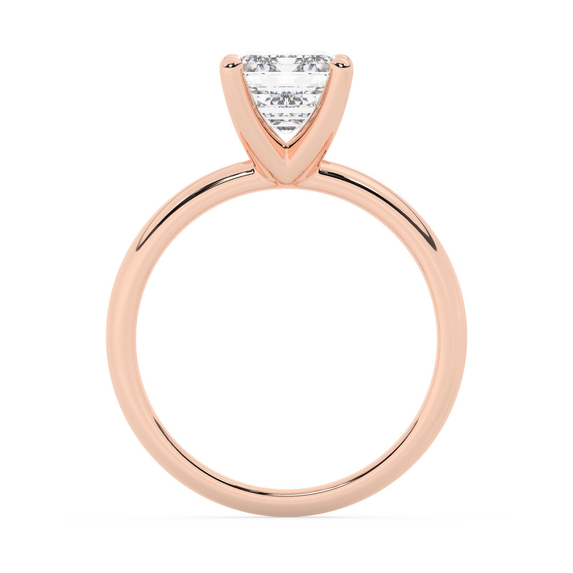 טבעת אירוסין סוליטר דגם 50047 זהב אדום רוזגולד 14 קראט במרכז זירקוניה במשקל כולל של 4 קראט בחיתוך אמרלד עם תעודה גמולוגית – תמונה 3