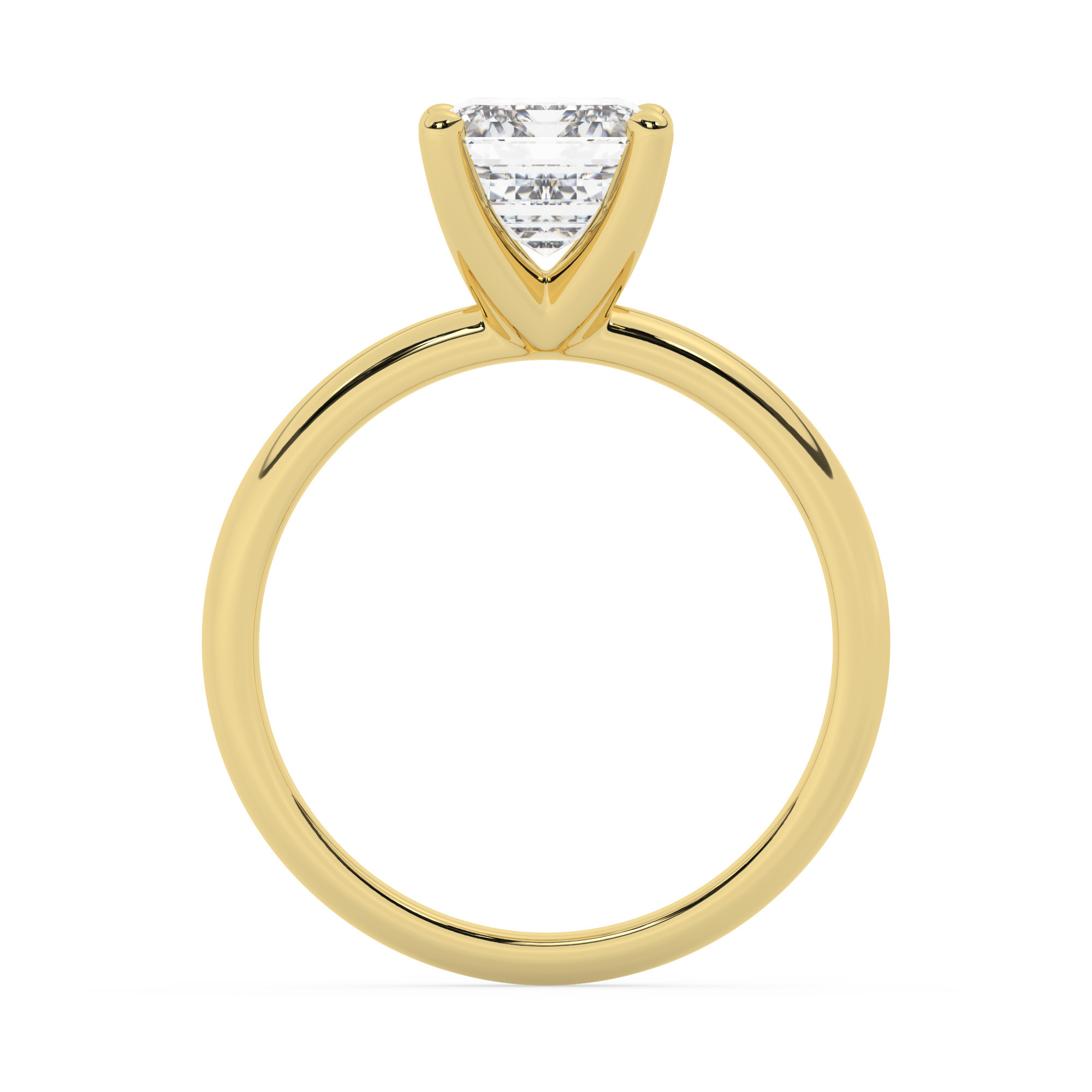 טבעת אירוסין סוליטר דגם 50047 כסף מצופה זהב צהוב במרכז זירקוניה במשקל כולל של 4 קראט בחיתוך אמרלד עם תעודה גמולוגית – תמונה 3