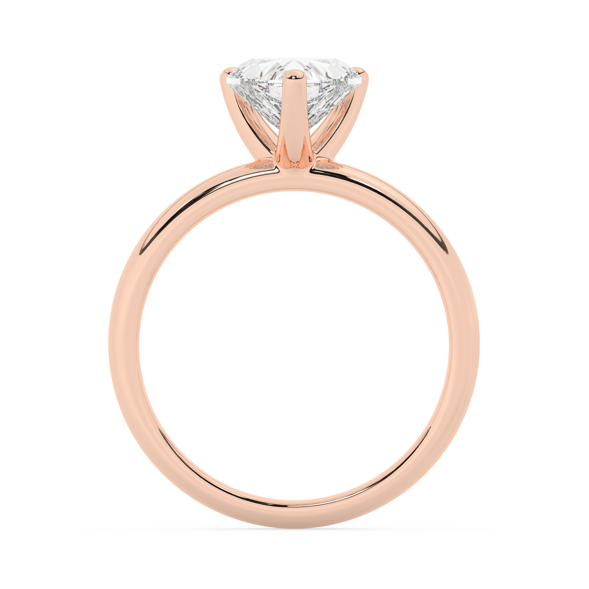 טבעת אירוסין סוליטר דגם 50047 זהב אדום רוזגולד 14 קראט במרכז זירקוניה במשקל כולל של 1 קראט בחיתוך לב עם תעודה גמולוגית – תמונה 3