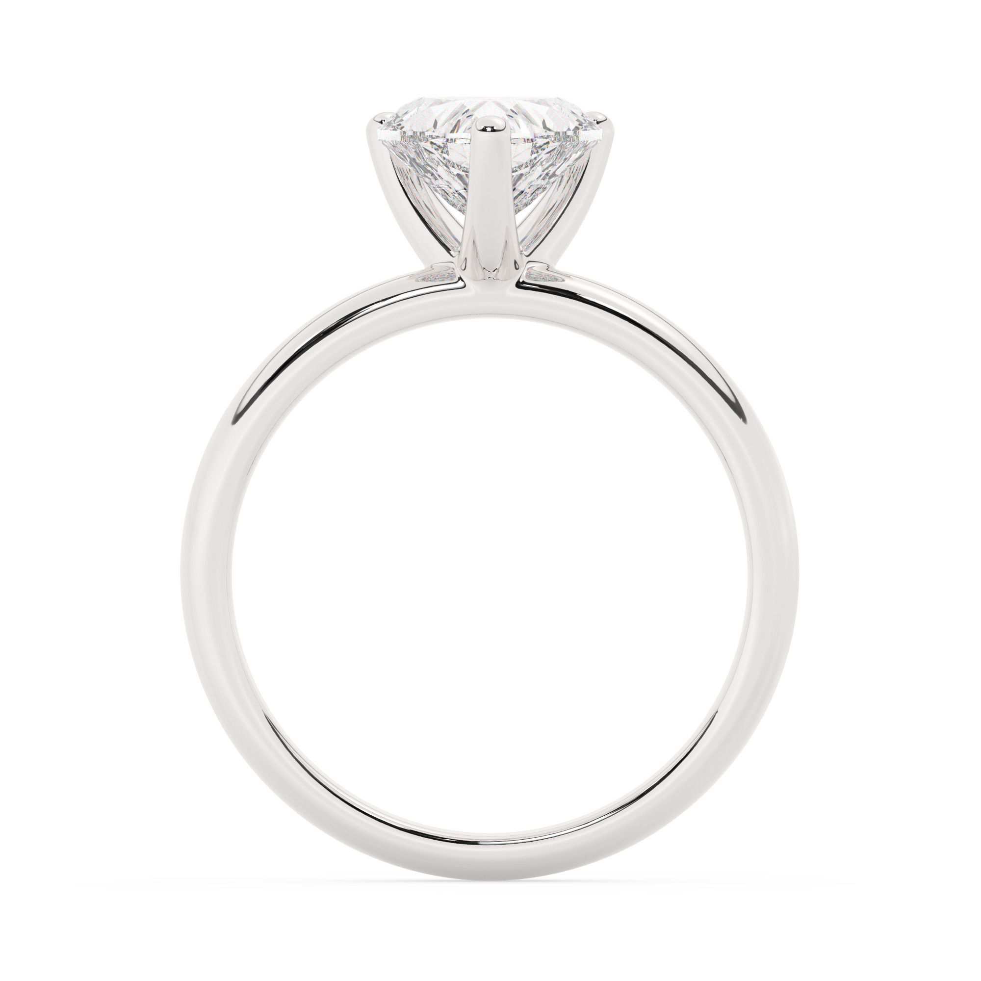 טבעת אירוסין סוליטר דגם 50047 זהב לבן 14 קראט במרכז יהלום טבעי במשקל כולל של 1 קראט בחיתוך לב עם תעודה גמולוגית אמריקאית GIA – תמונה 3