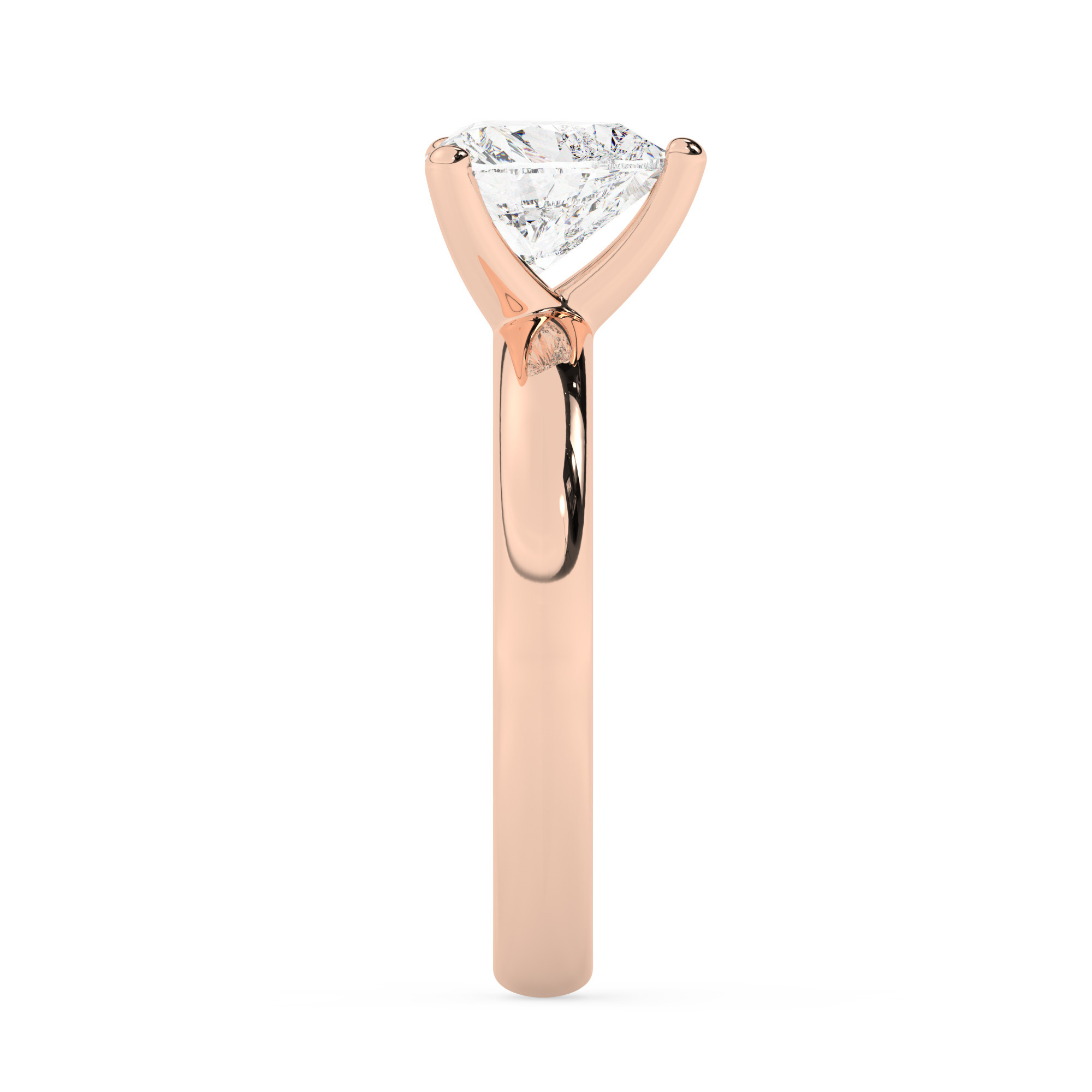 טבעת אירוסין סוליטר דגם 50047 זהב אדום רוזגולד 14 קראט במרכז אבן מעבדה מוסונייט במשקל כולל של 1.50 קראט בחיתוך לב עם תעודה גמולוגית בינלאומית GRA – תמונה 4