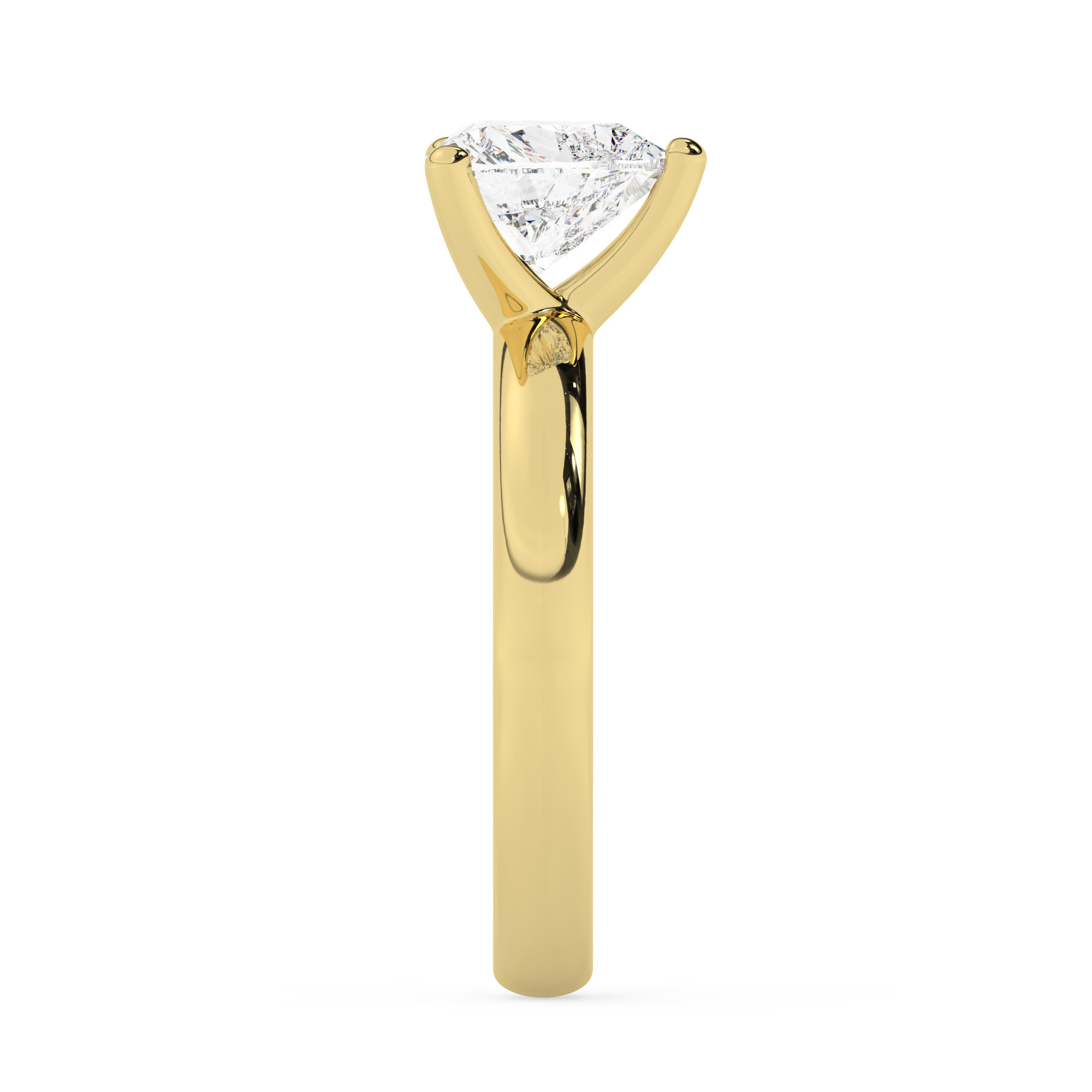 טבעת אירוסין סוליטר דגם 50047 כסף מצופה זהב צהוב במרכז יהלום מעבדה במשקל כולל של 1.50 קראט בחיתוך לב עם תעודה גמולוגית אירופאית IGI – תמונה 4