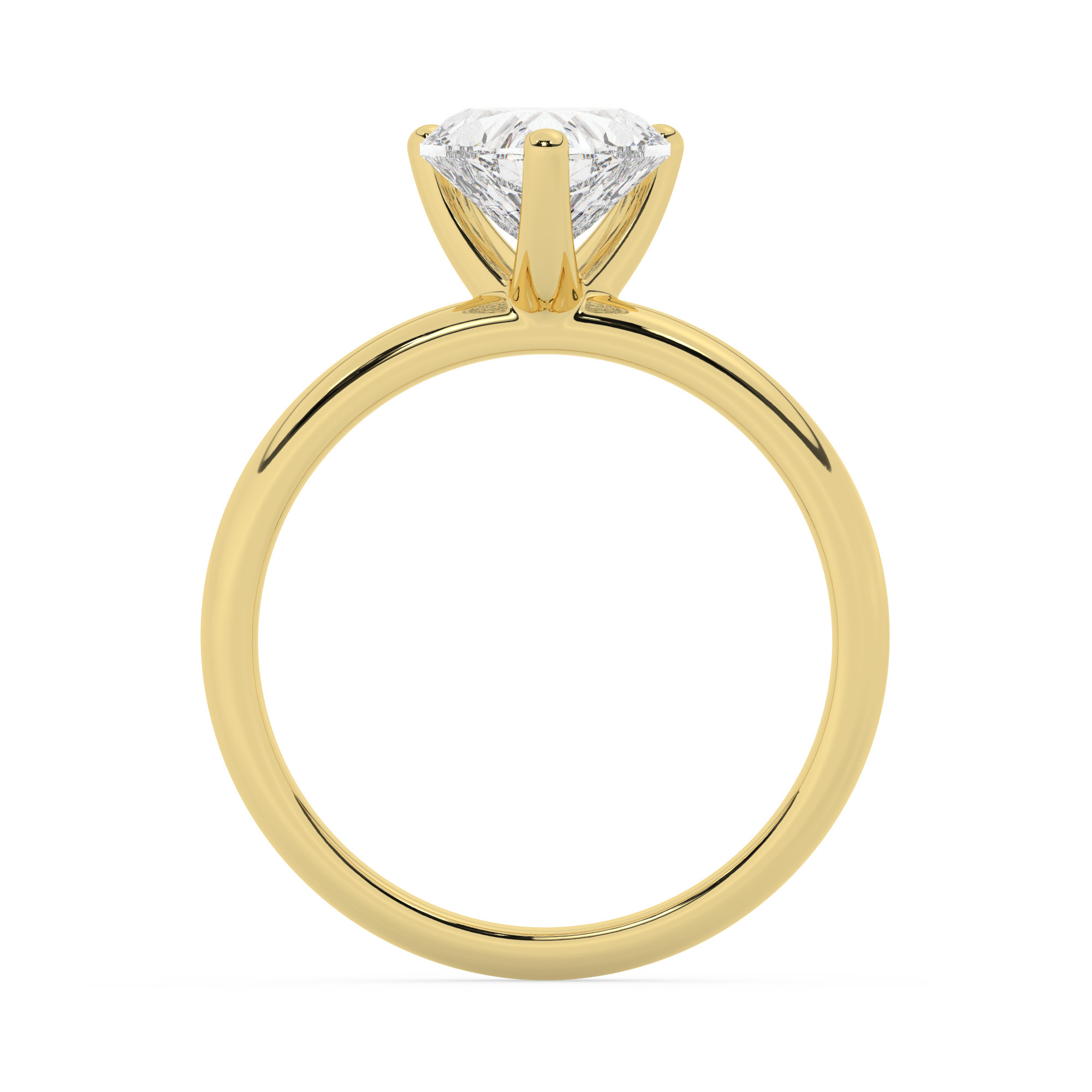 טבעת אירוסין סוליטר דגם 50047 כסף מצופה זהב צהוב במרכז זירקוניה במשקל כולל של 3 קראט בחיתוך לב עם תעודה גמולוגית – תמונה 3