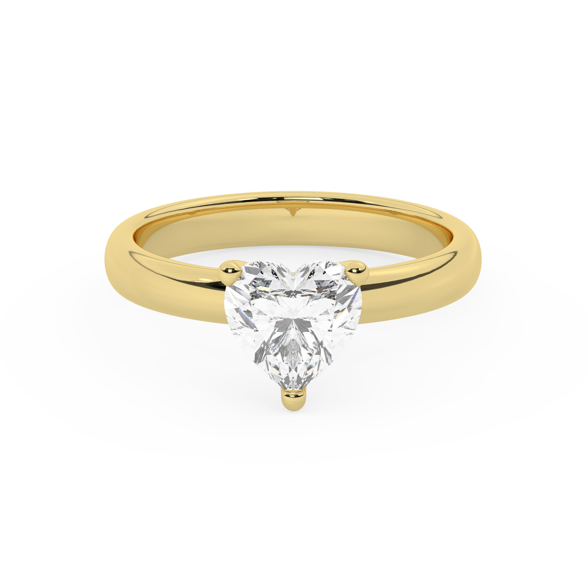 טבעת אירוסין סוליטר דגם 50047 זהב צהוב 14 קראט במרכז זירקוניה במשקל כולל של 0.75 קראט בחיתוך לב עם תעודה גמולוגית – תמונה 2