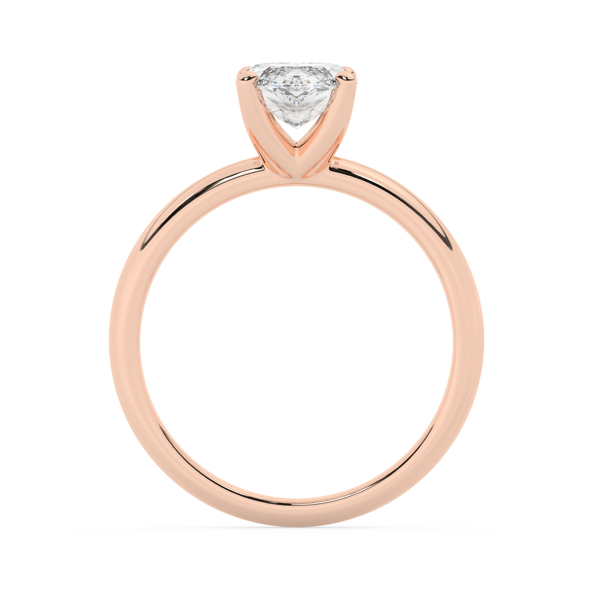 טבעת אירוסין סוליטר דגם 50047 זהב אדום רוזגולד 14 קראט במרכז זירקוניה במשקל כולל של 2 קראט בחיתוך מרקיזה עם תעודה גמולוגית – תמונה 3