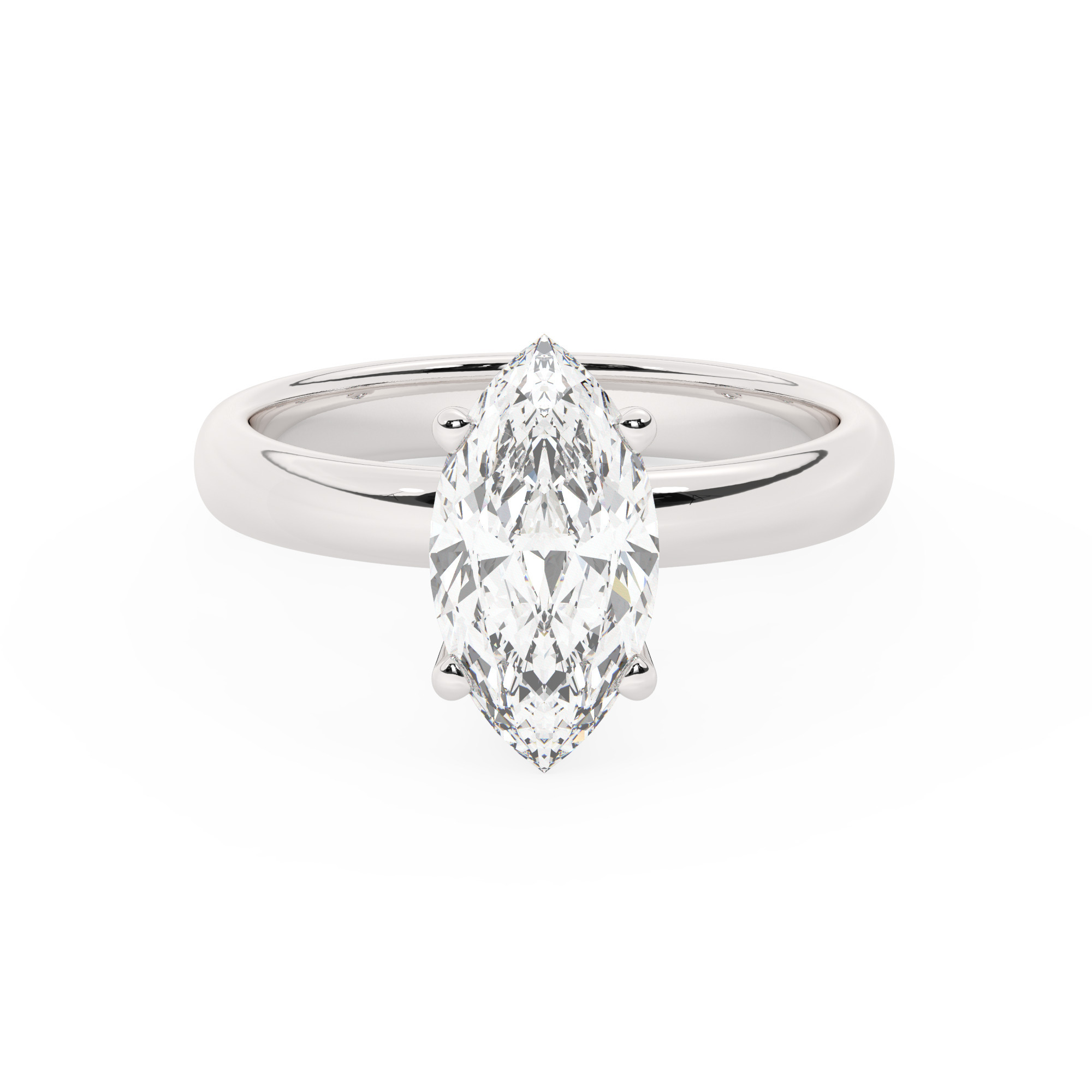 טבעת אירוסין סוליטר דגם 50047 זהב לבן 14 קראט במרכז זירקוניה במשקל כולל של 2 קראט בחיתוך מרקיזה עם תעודה גמולוגית – תמונה 2