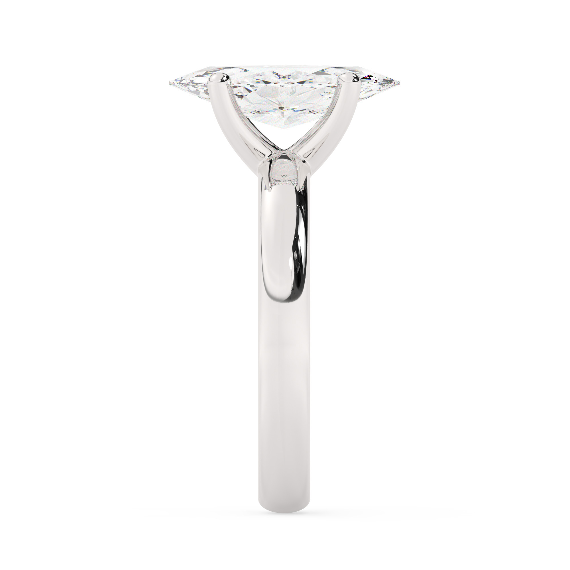 טבעת אירוסין סוליטר דגם 50047 כסף מצופה זהב לבן במרכז יהלום מעבדה במשקל כולל של 2.50 קראט בחיתוך מרקיזה עם תעודה גמולוגית אירופאית IGI – תמונה 4