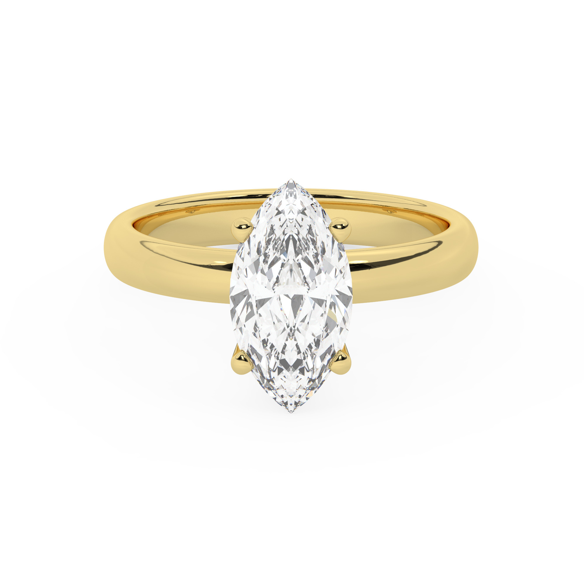 טבעת אירוסין סוליטר דגם 50047 כסף מצופה זהב צהוב במרכז יהלום מעבדה במשקל כולל של 2.50 קראט בחיתוך מרקיזה עם תעודה גמולוגית אירופאית IGI – תמונה 2