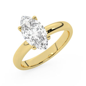 טבעת אירוסין סוליטר דגם 50047 זהב צהוב 14 קראט במרכז זירקוניה במשקל כולל של 0.75 קראט בחיתוך מרקיזה עם תעודה גמולוגית