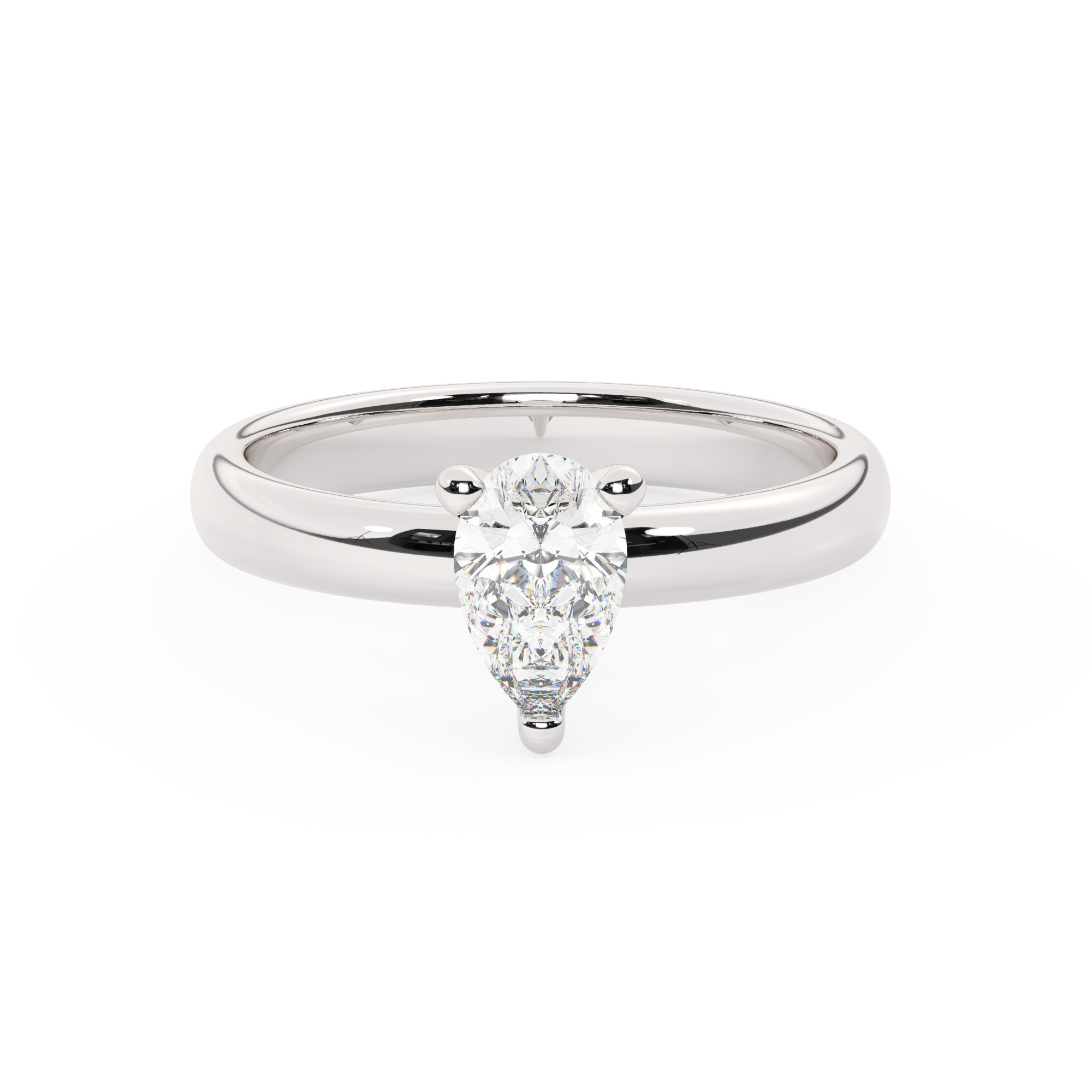 טבעת אירוסין סוליטר דגם 50047 זהב לבן 14 קראט במרכז זירקוניה במשקל כולל של 1.50 קראט בחיתוך טיפה עם תעודה גמולוגית – תמונה 2