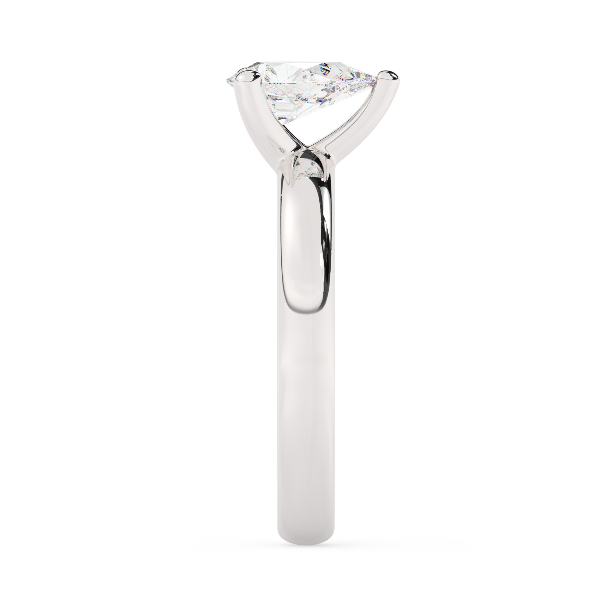 טבעת אירוסין סוליטר דגם 50047 כסף מצופה זהב לבן במרכז יהלום מעבדה במשקל כולל של 2 קראט בחיתוך טיפה עם תעודה גמולוגית אירופאית IGI – תמונה 4